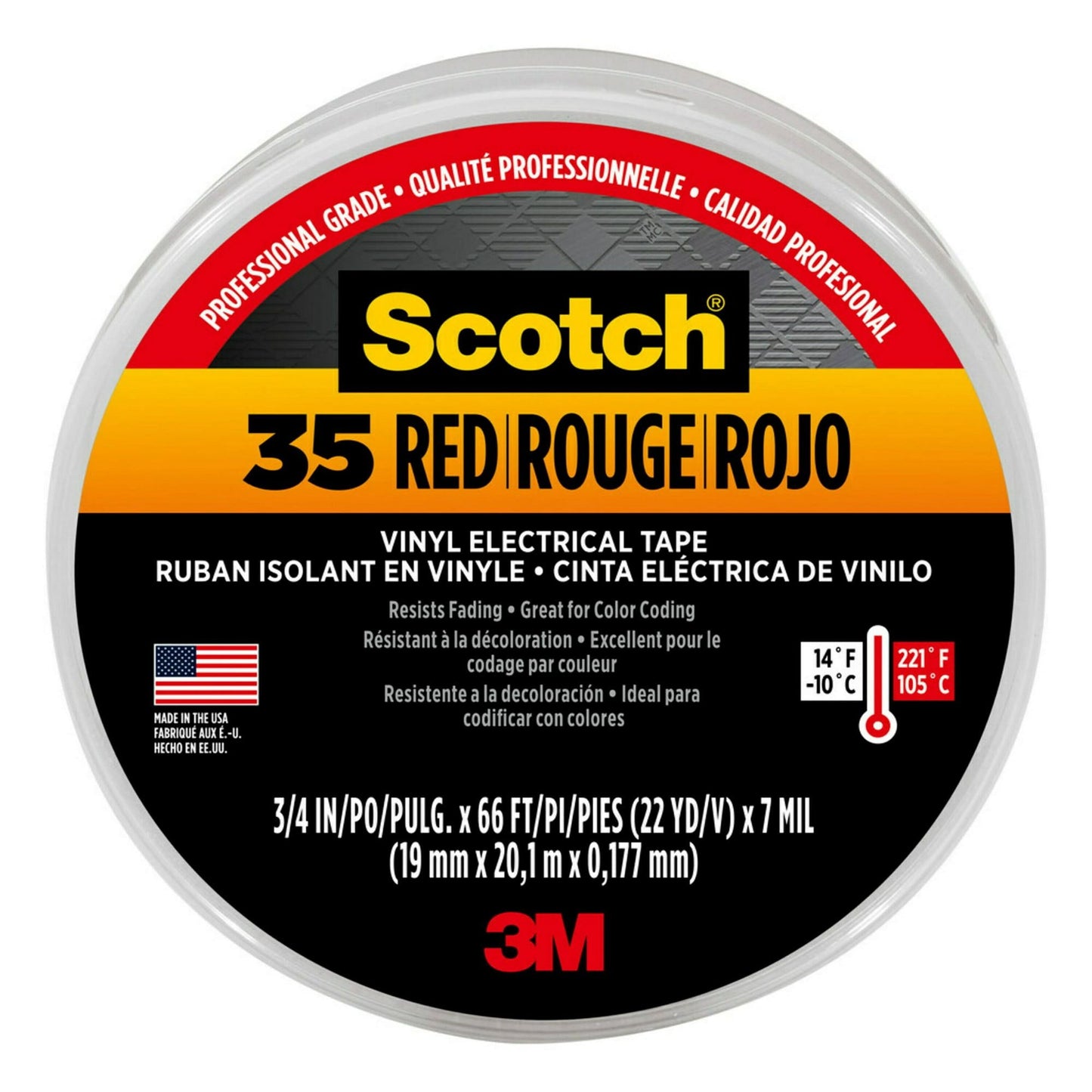 3M Scotch #35 Electrical Tape, Red, 0.75 in. x 66 ft EasyOptionXY LLC
