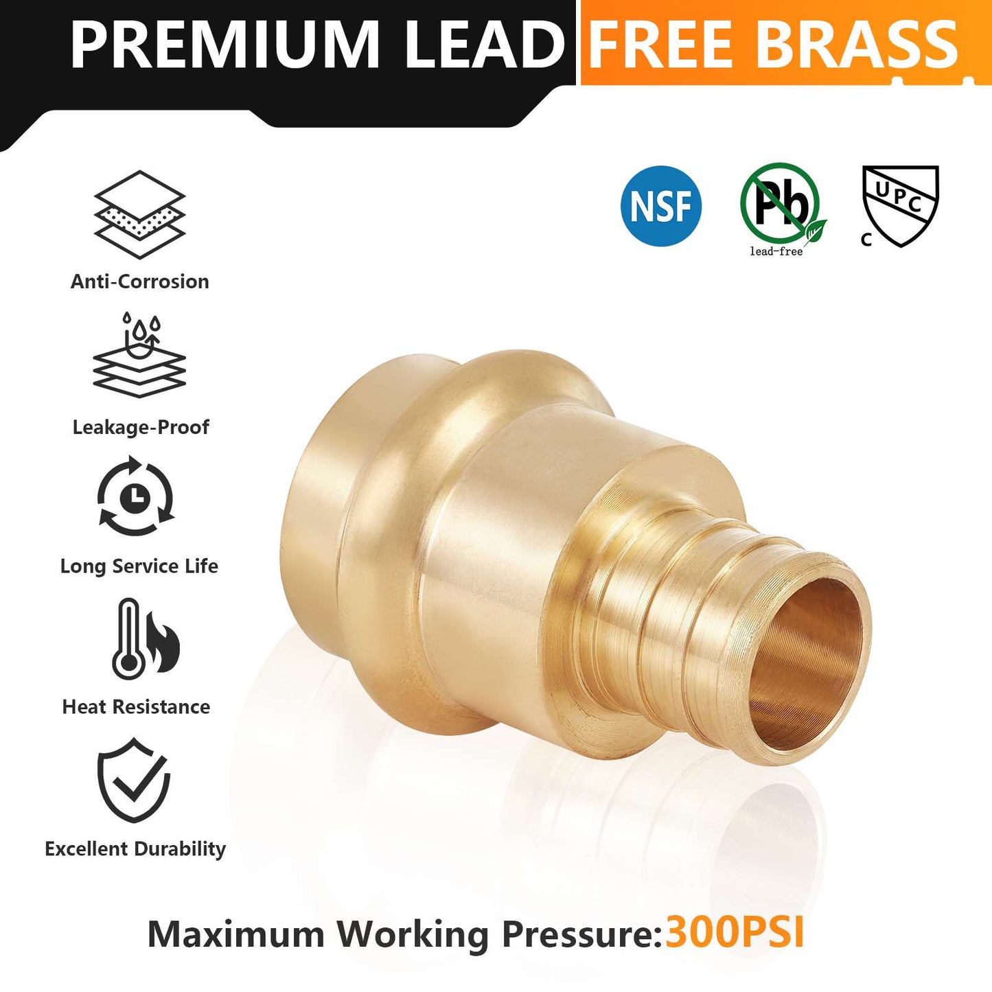 3/4" Press x 3/4" PEX Crimp Brass Adapter (Lead Free)