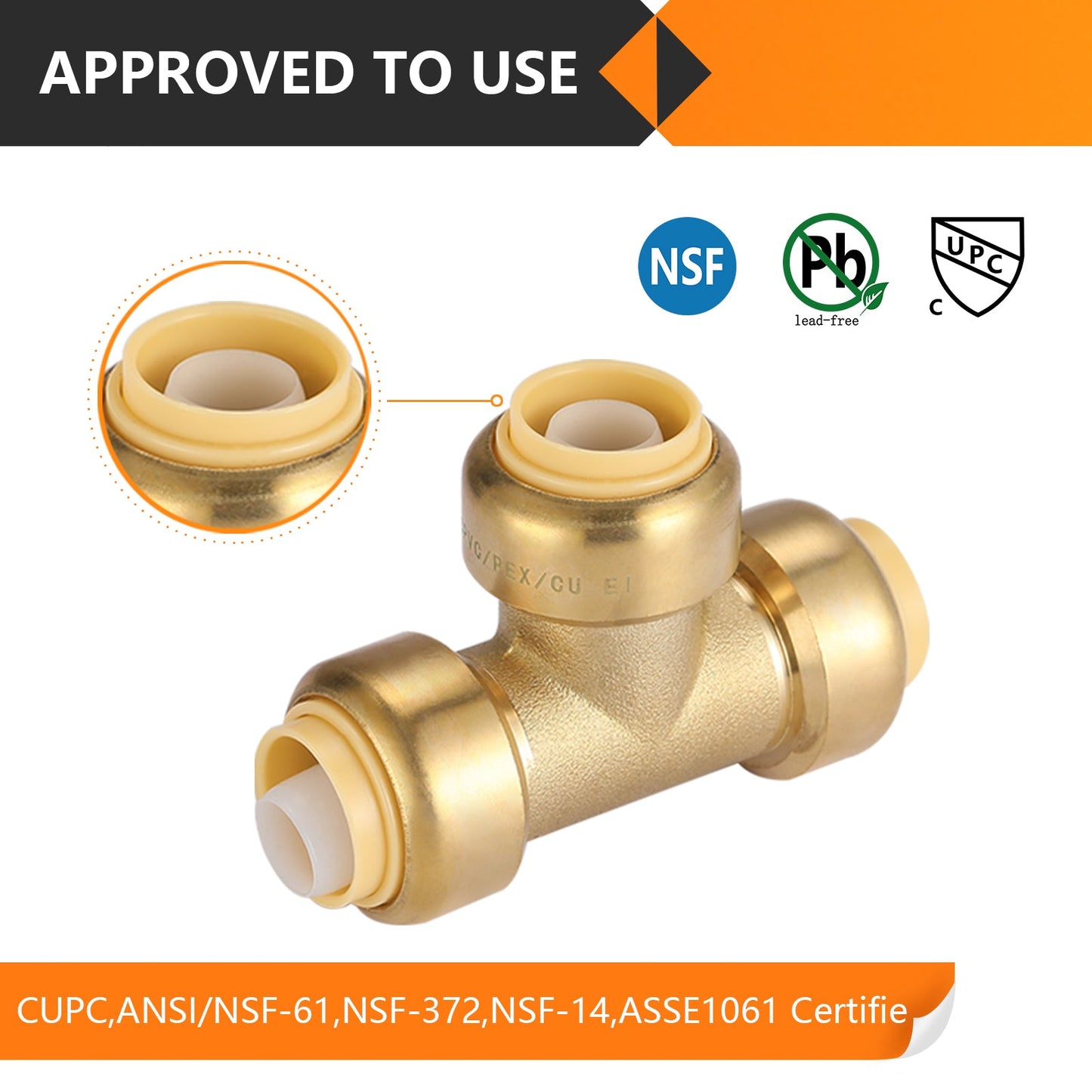 Pro 10-Pack 1/2" Push Fit Tee