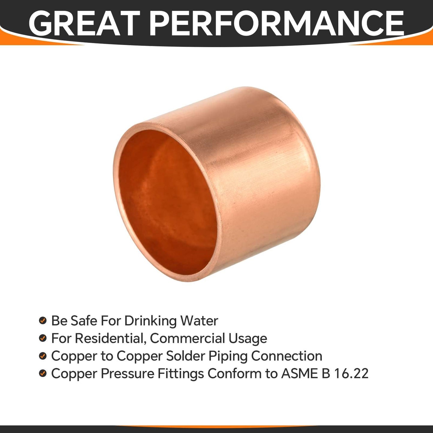 Pro 50 Pack 3/4" Solder Copper Pipe End Cap (Plug)