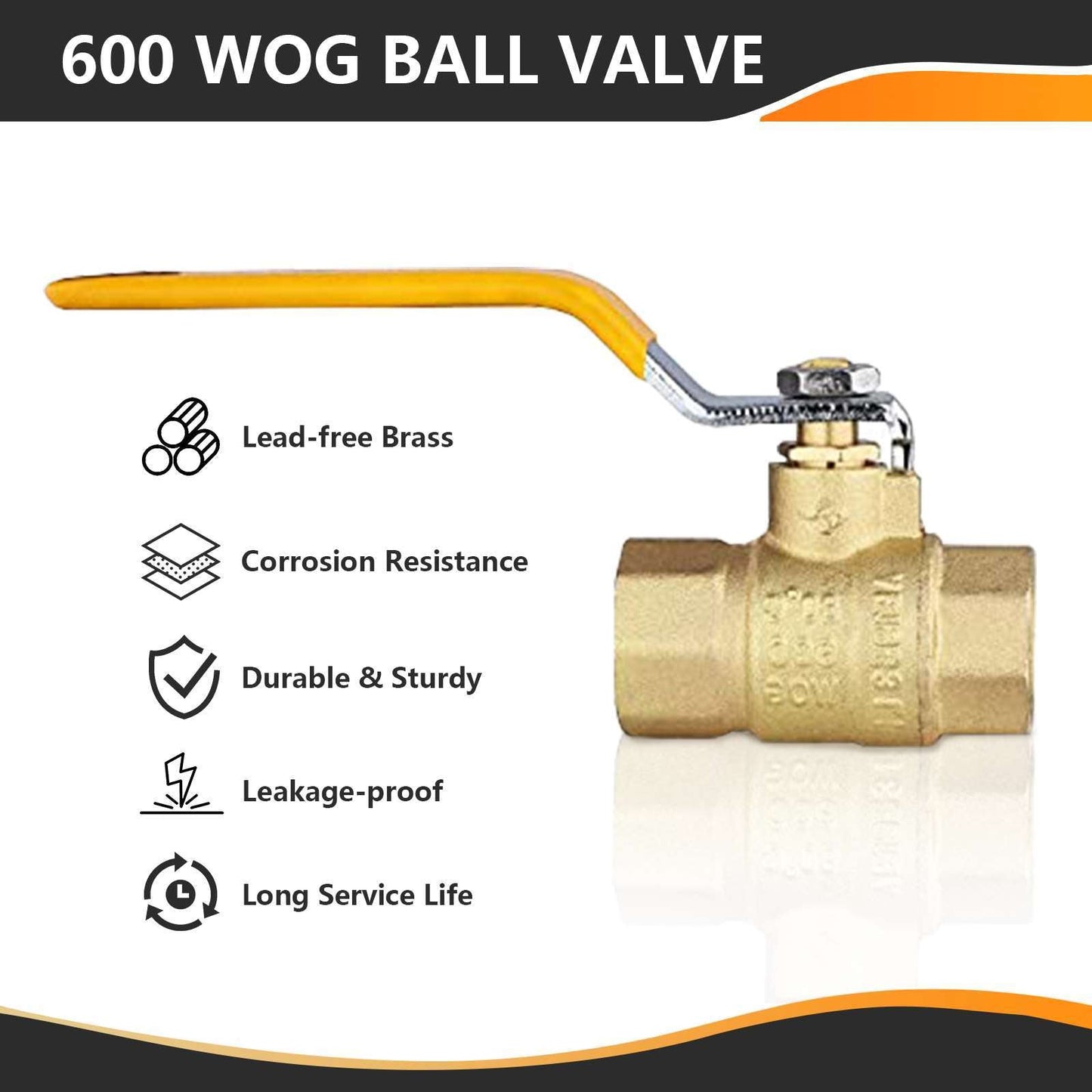 10 Pcs 3/4" FNPT Ball Valve, Yellow (Lead Free) Plumbingsell
