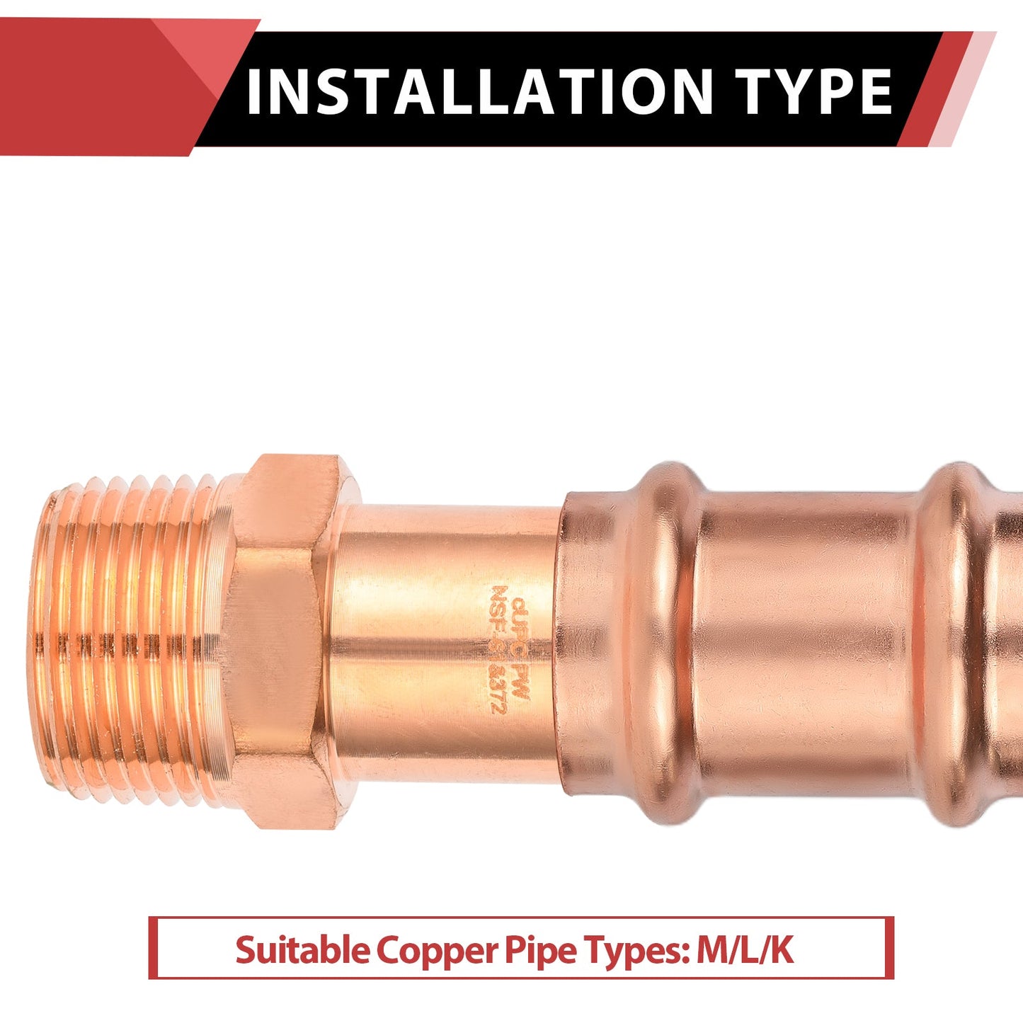 30 Pcs 3/4" FTG Press Copper x Male Threaded Street Adapter (Lead Free)