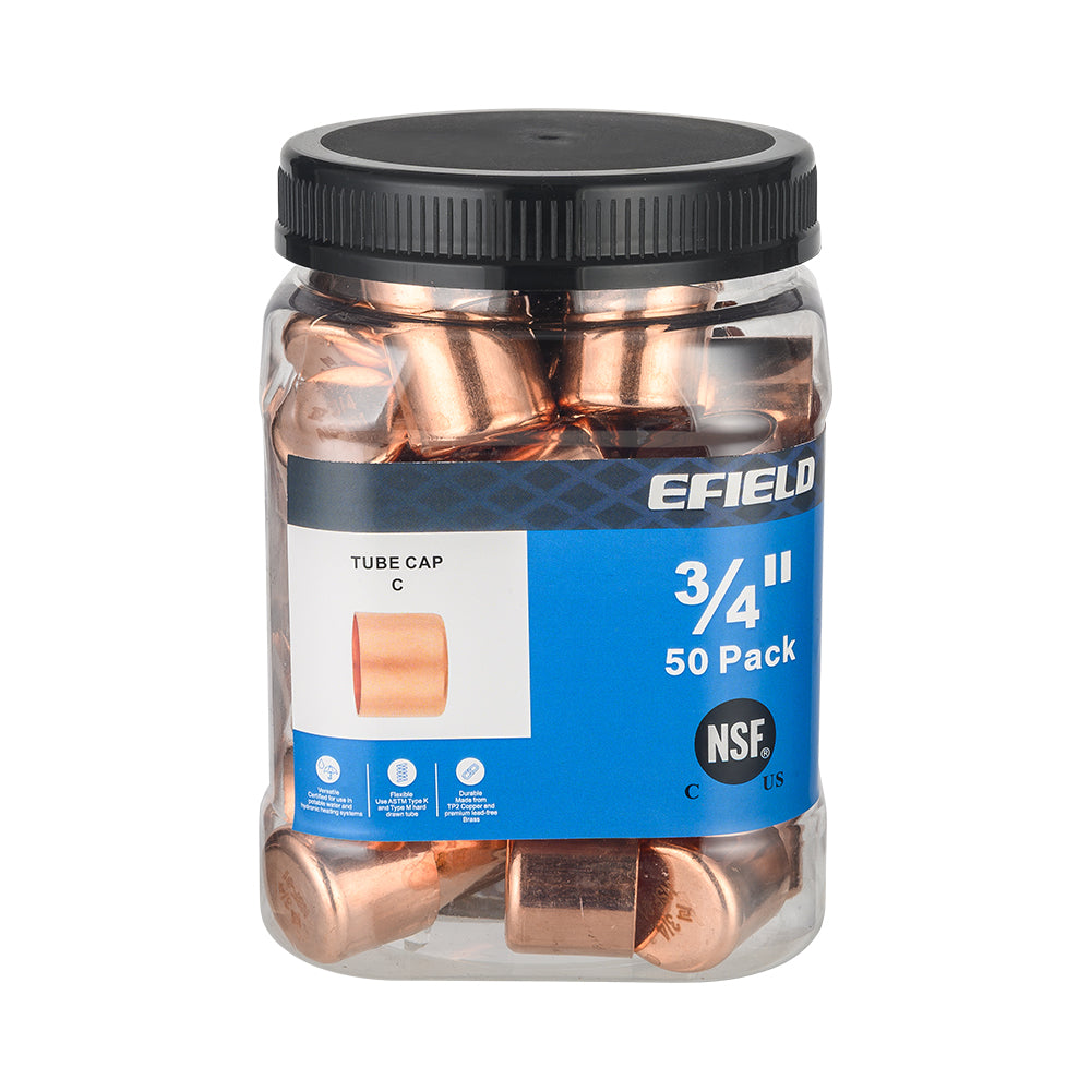 Pro 50 Pack 3/4" Solder Copper Pipe End Cap (Plug)