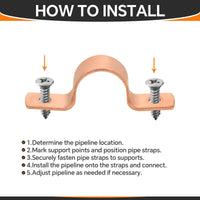 Pro 50 Pack 1/2" Copper Pipe Straps, Two Hole Plumbingsell