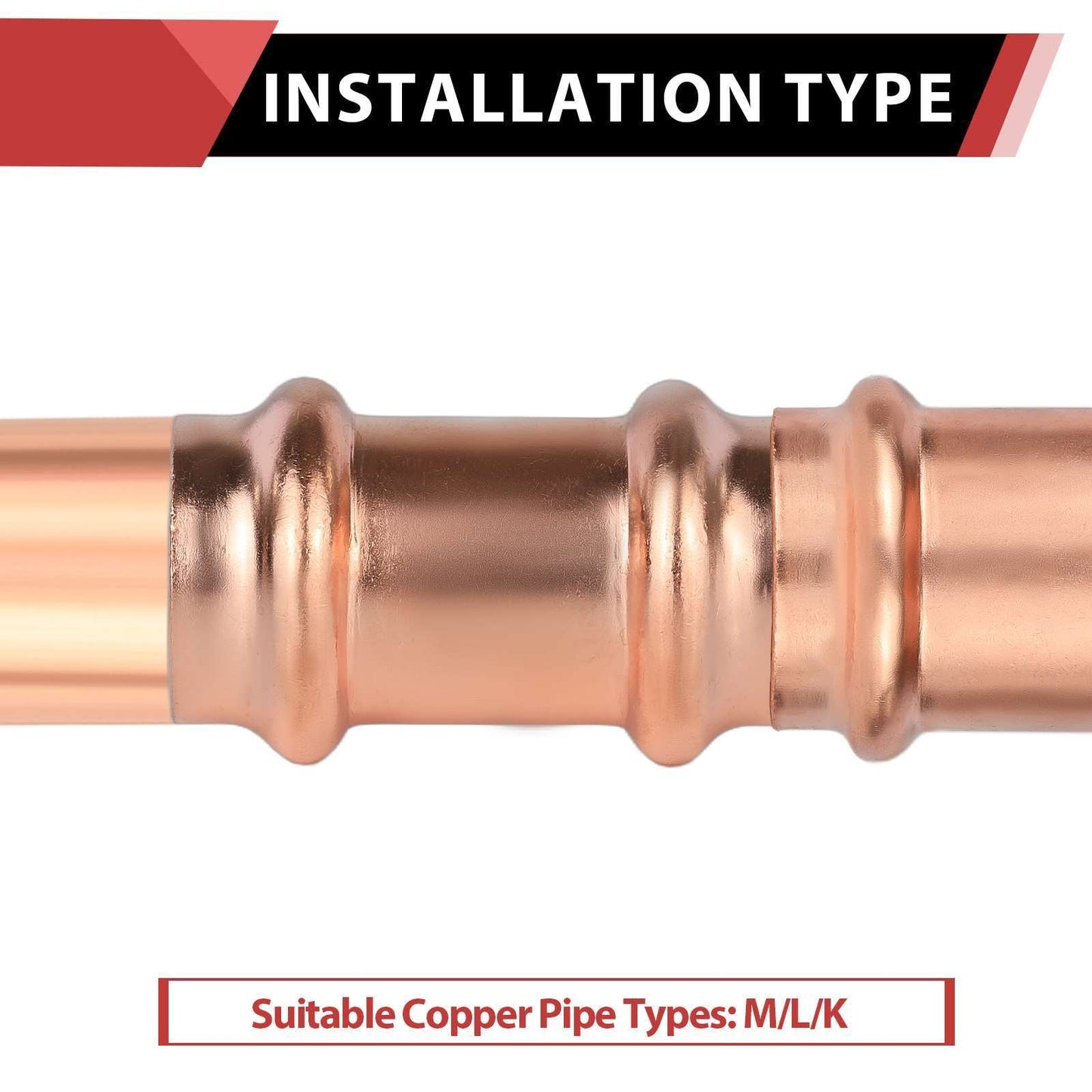 30 Pcs 3/4" Copper Press Coupling NO Stop (Lead Free)