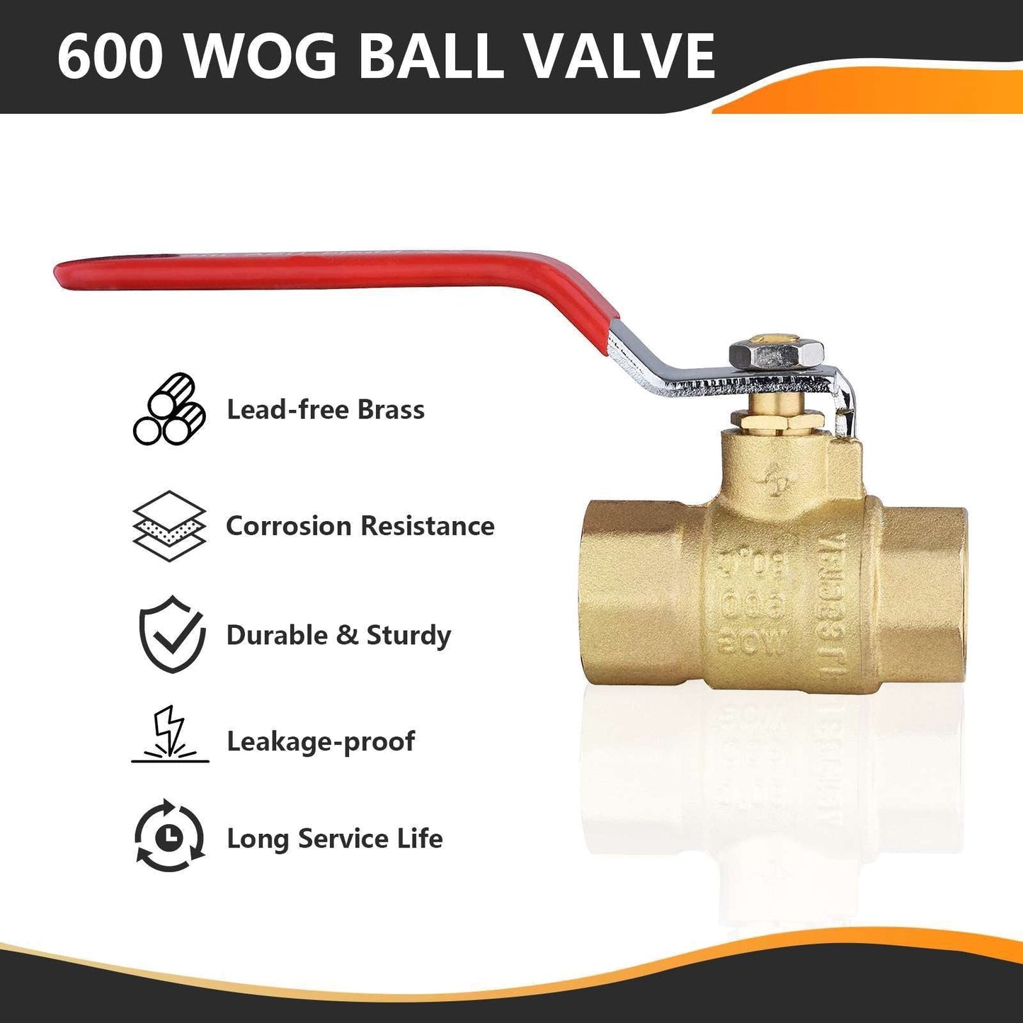 10 Pcs 3/4" FNPT Ball Valve, Red (Lead Free)