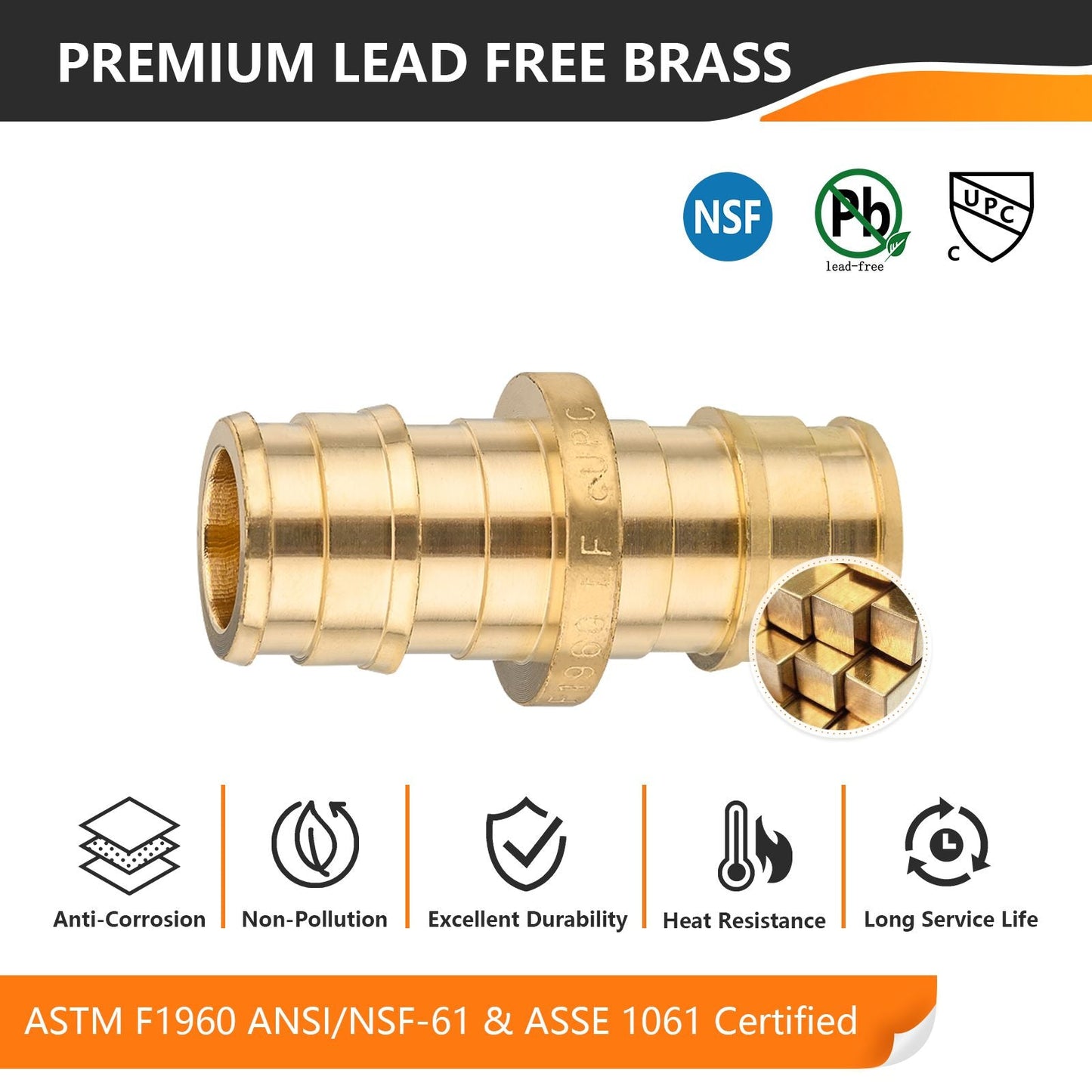 PEX A Expansion 1/2" PEX x 3/4" PEX Expansion Reducing Coupling (Lead Free)