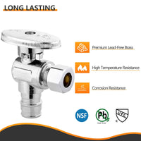 10 Pcs 1/2" PEX Expansion x 3/8" OD Compr. Angle Stop Valve, 1/4 Turn (Lead Free) Plumbingsell