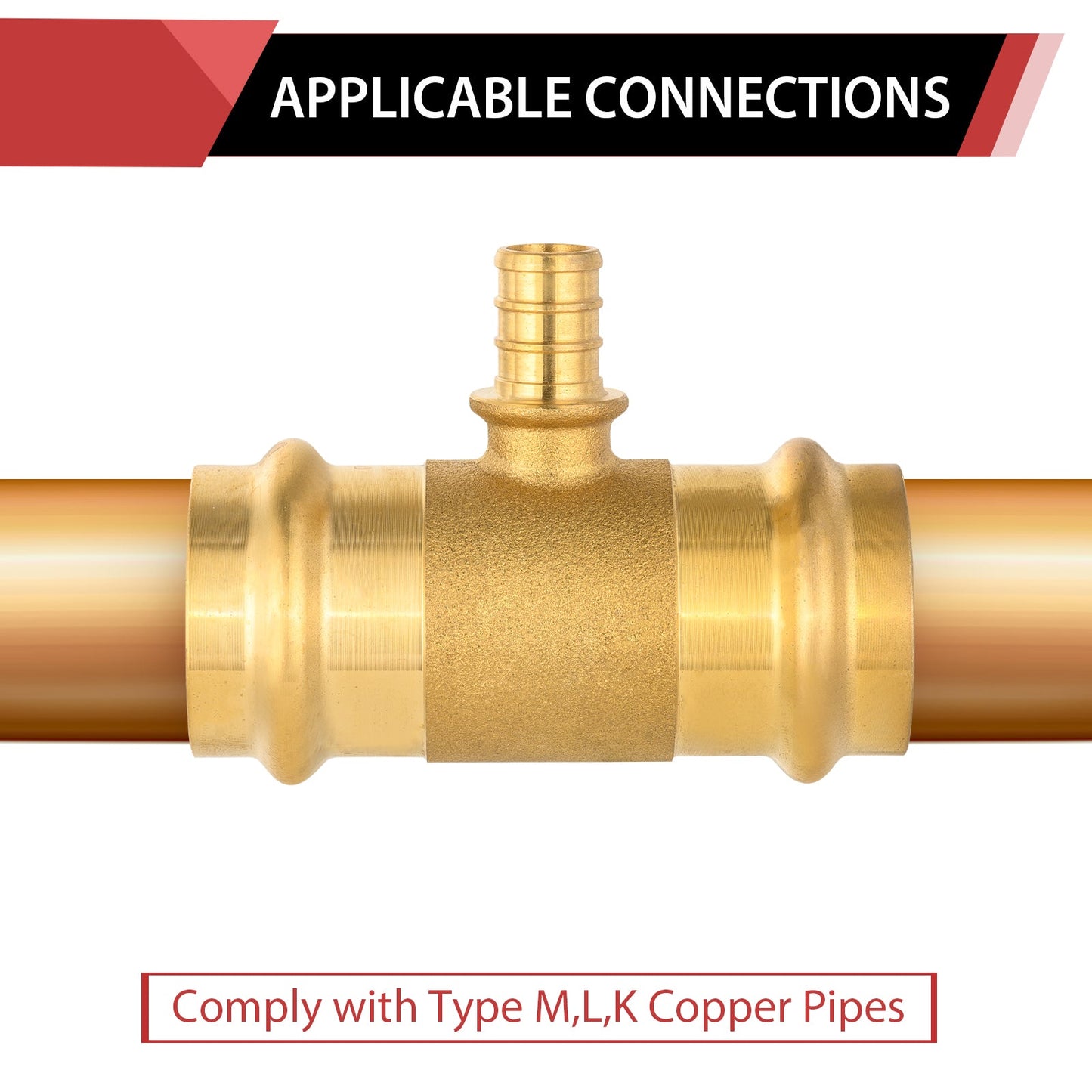 1" x 1" x 1/2" Press x Press x PEX Crimp Brass Tee (Lead Free)