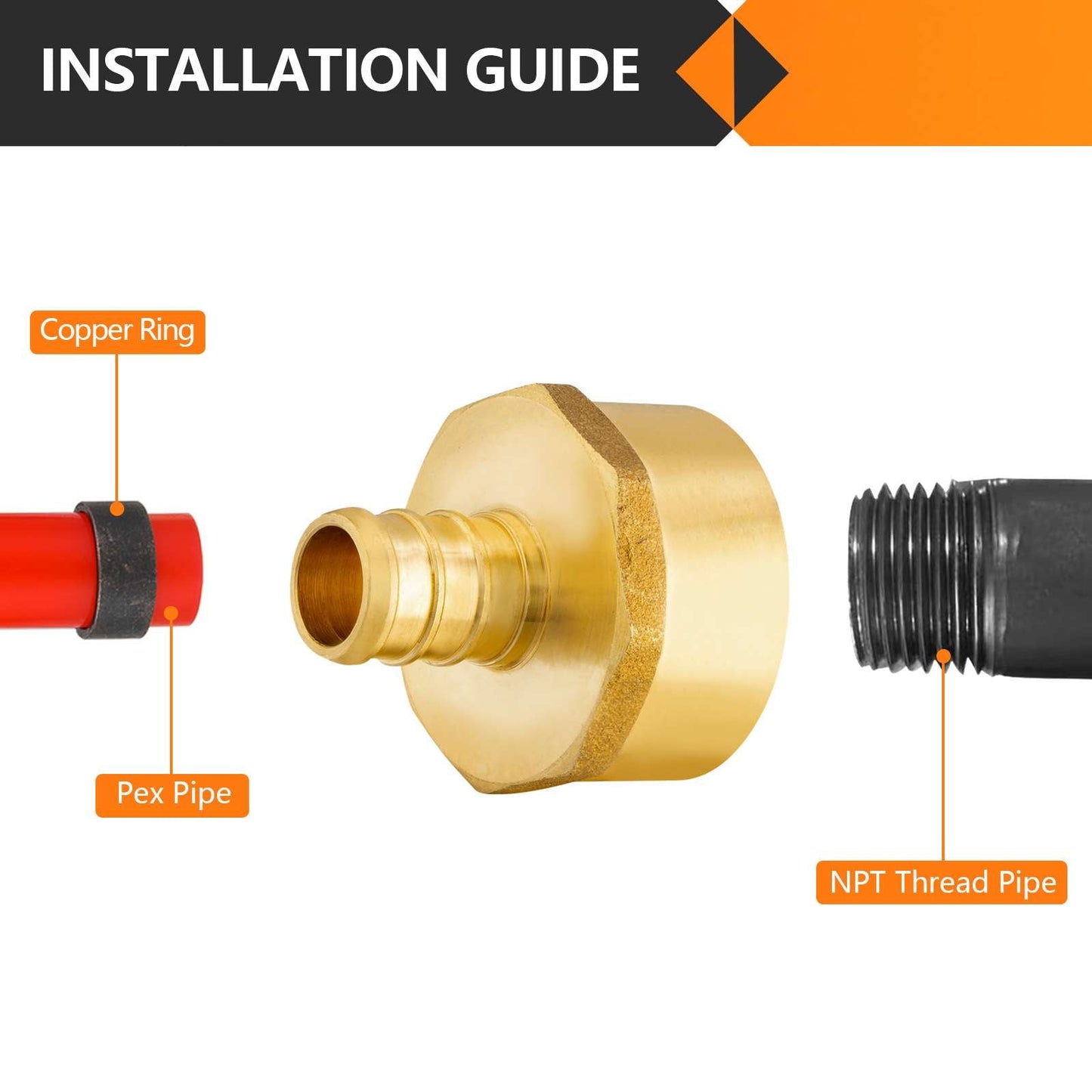 PEX-B Crimp 3/4" PEX x 1" Female Threaded Adapter (Lead Free)