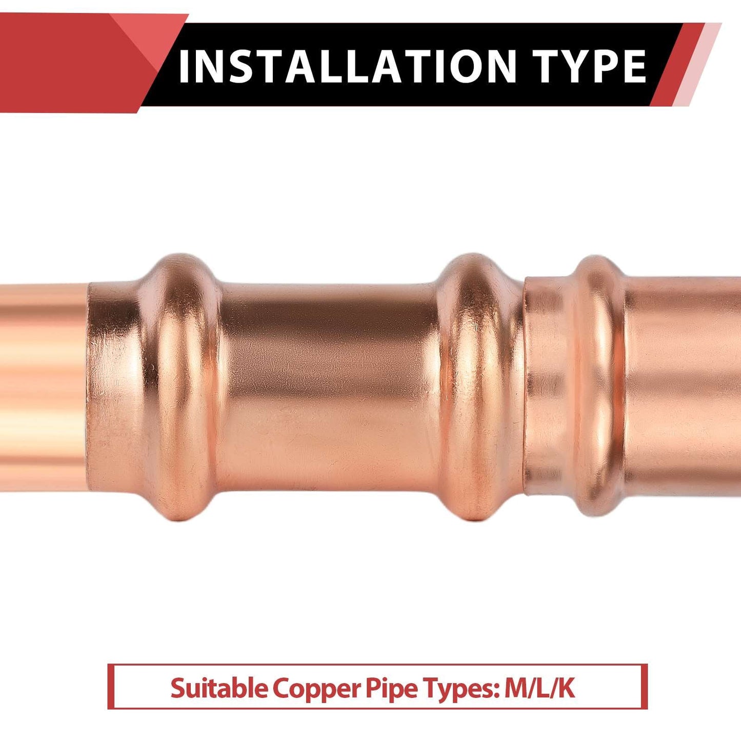 30 Pcs 1/2" Press Copper Coupling NO Stop (Lead Free)