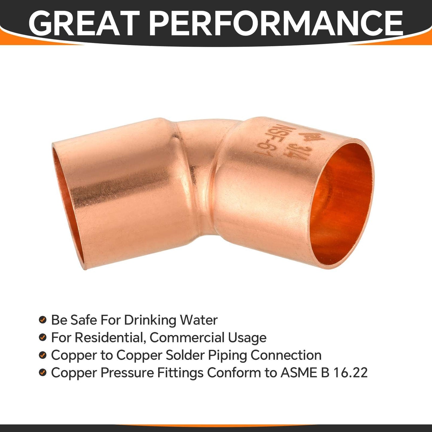 3/4" 45º Copper Elbow