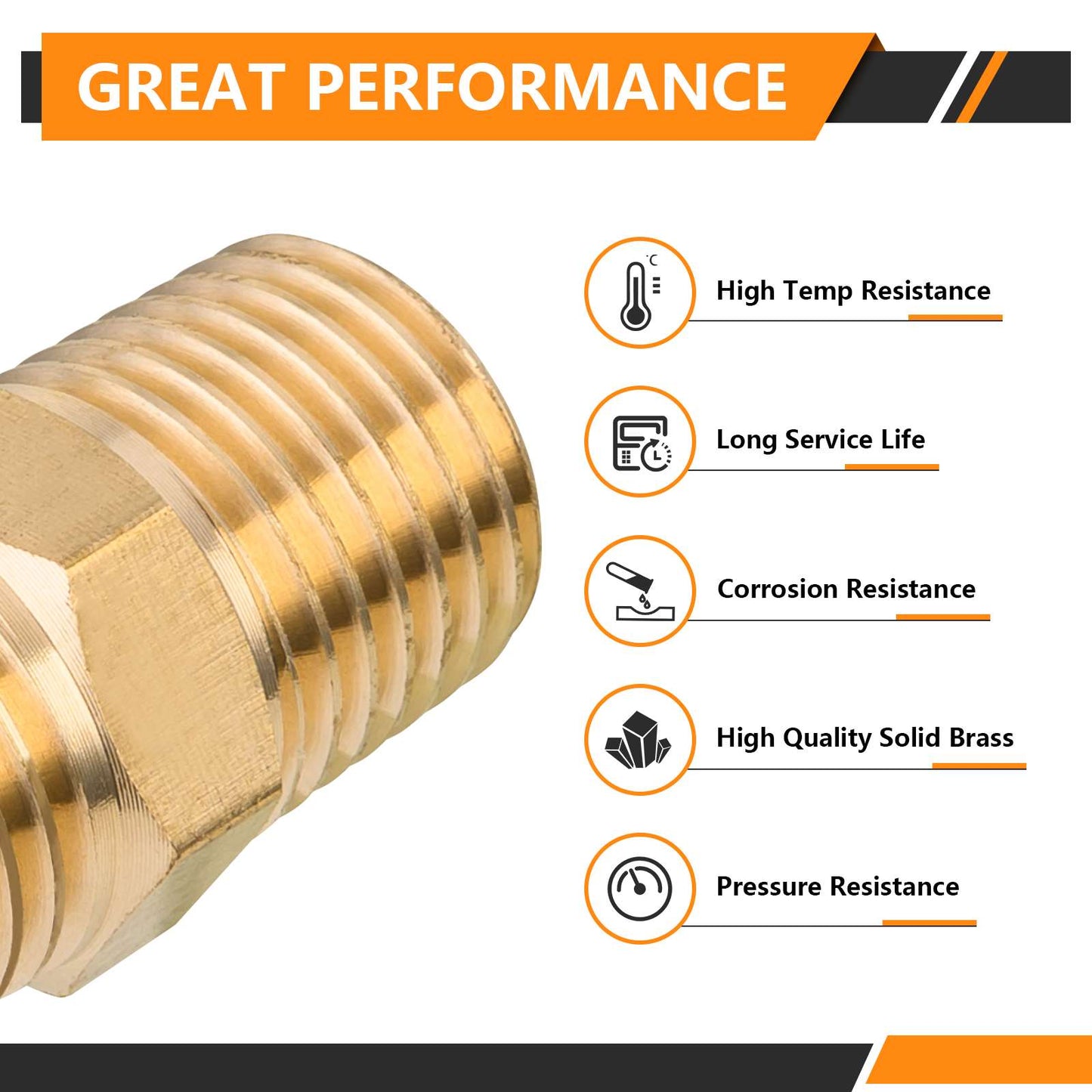 30 Pcs 1/4" Male NPT Brass Hex Connector