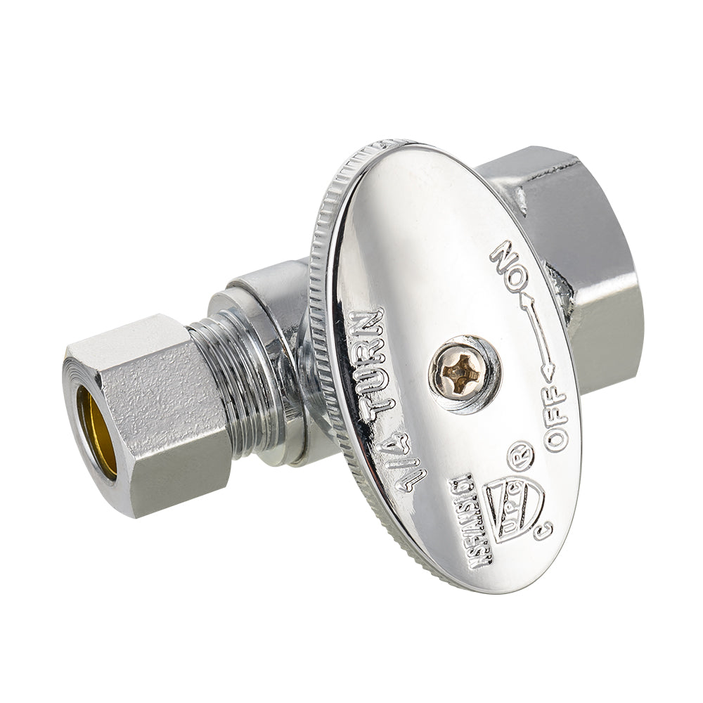 10 Pcs 1/2" FIP x 3/8" OD Compr. Straight Stop Valve, 1/4 Turn (Lead Free)