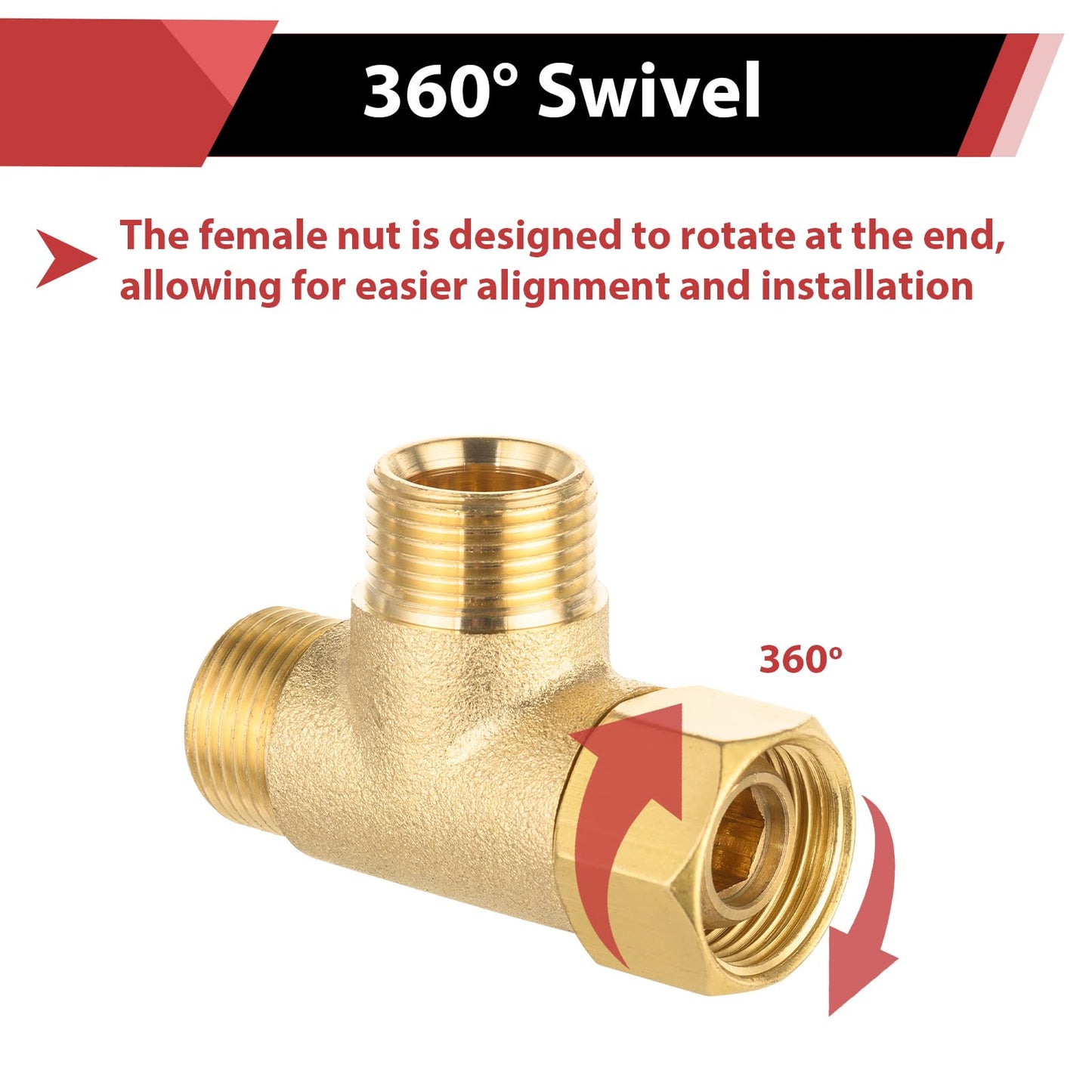 10 Pcs 3/8" Compr. x 3/8" Compr. x 3/8" Brass Tee Adapter