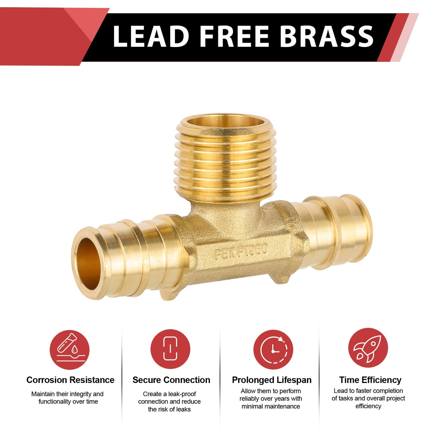 PEX A Expansion 3/4" PEX x 3/4" PEX x 3/4" Male Threaded F1960Tee (Lead Free)