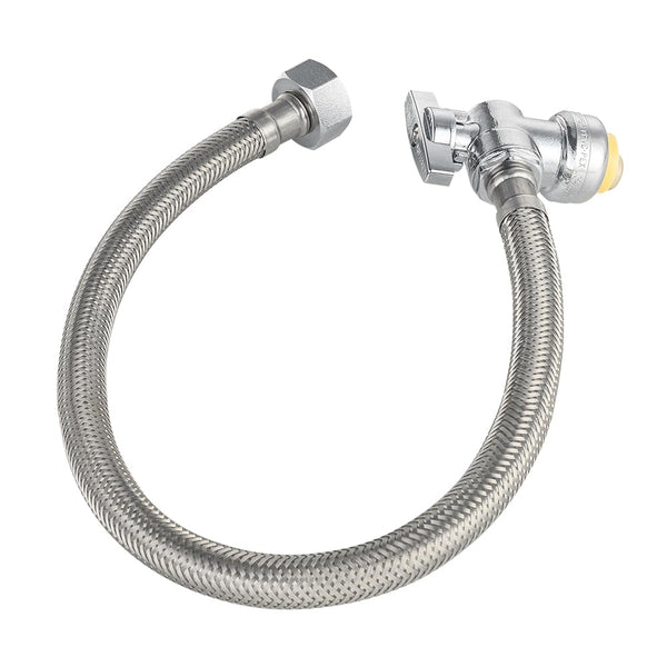 18" 1/2" Push x 1/2" FIP Faucet Hose Connector,1/4-Turn, Angle Plumbingsell