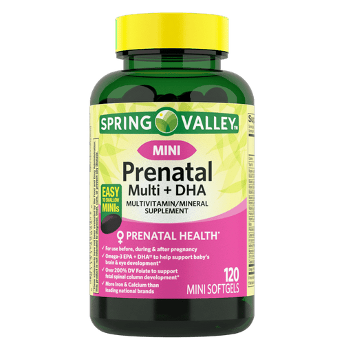 Spring Valley Mini Prenatal Multi + DHA Complete Multivitamin/Multimineral Supplement Mini Softgels, 120 Count EasyOptionXY LLC