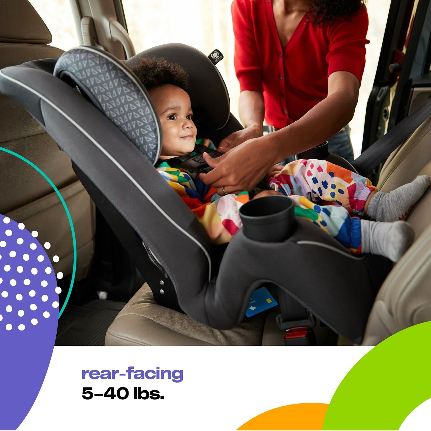 Cosco Easy Elite Slim All-in-One Convertible Car Seat, Grey Glyphs EasyOptionXY LLC