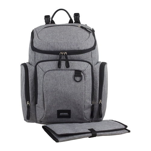 Eastsport Wooster St. Backpack Diaper Bag with Adjustable Shoulder Straps, Bonus Changing Pad, Stroller Straps and Insulated Zipper Pockets, Light Grey EasyOptionXY LLC