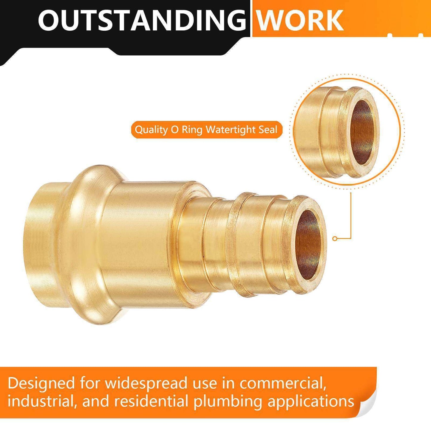 1/2" Press x 1/2" PEX Expansion Brass Adapter (Lead Free)