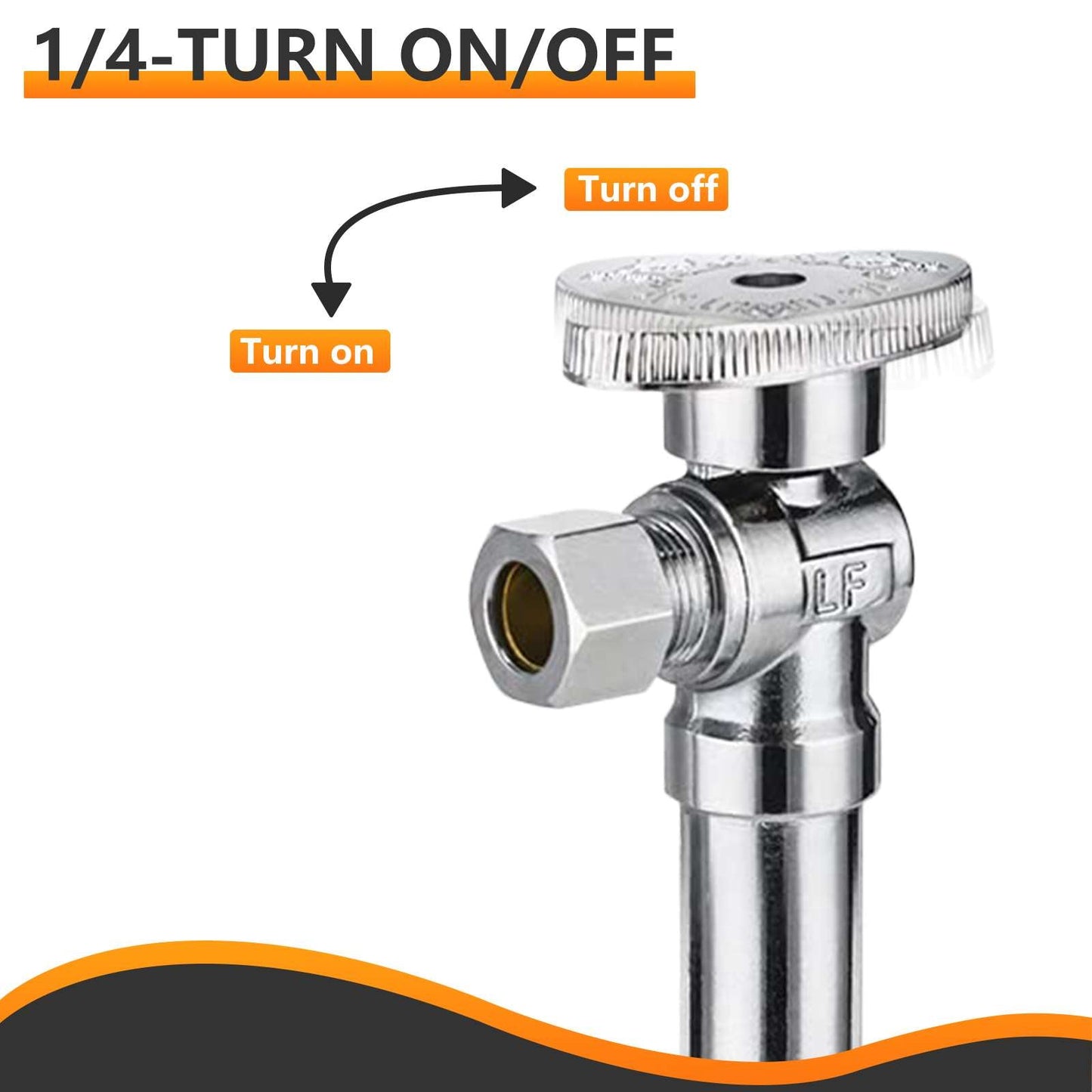 10 Pcs 1/2" Sweat x 3/8" OD Compr. Angle Stop Valve, w/5" Angle Extension, 1/4-Turn (Lead Free)