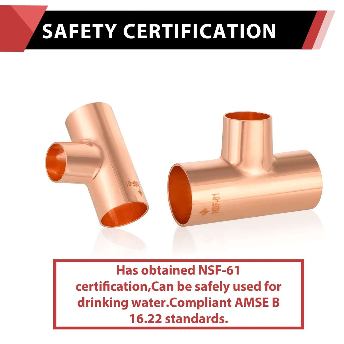 1-1/4" X 1-1/4" X 1" Copper Reducing Tee