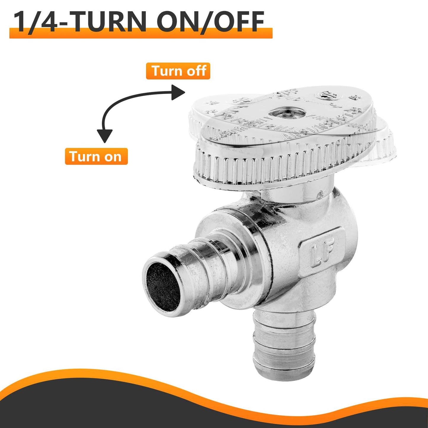 10 Pcs 1/2" PEX Crimp x 1/2" PEX Crimp Angle Stop Valve, 1/4 Turn (Lead Free)