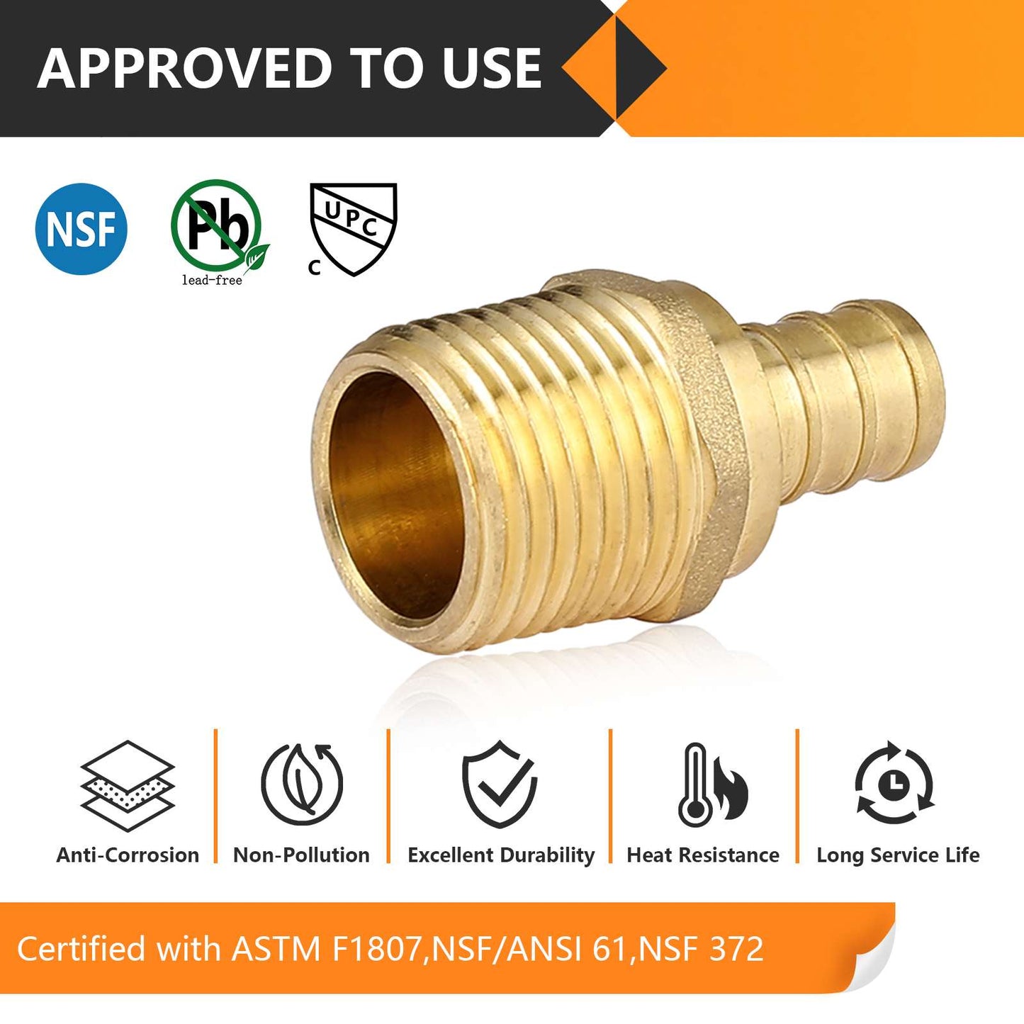PEX-B Crimp 3/4" PEX x 3/4" Male Threaded Adapter (Lead Free)