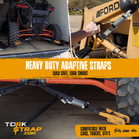 TorkStrap PRO | 25' x 2'' Self Tensioning Ratchet Straps (10,000LB Break Strength) - Adjusts to Load Shifts - Spring Loaded Heavy Duty Ratchet Straps w/ Soft Loops - UTV, Cargo, ATV, Truck TorkStrap