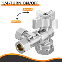 10 Pcs 1/2" FIP x 3/8" OD Compr. x 3/8" OD Compr. Split Angle Stop Valve, 1/4 Turn (Lead Free) Plumbingsell