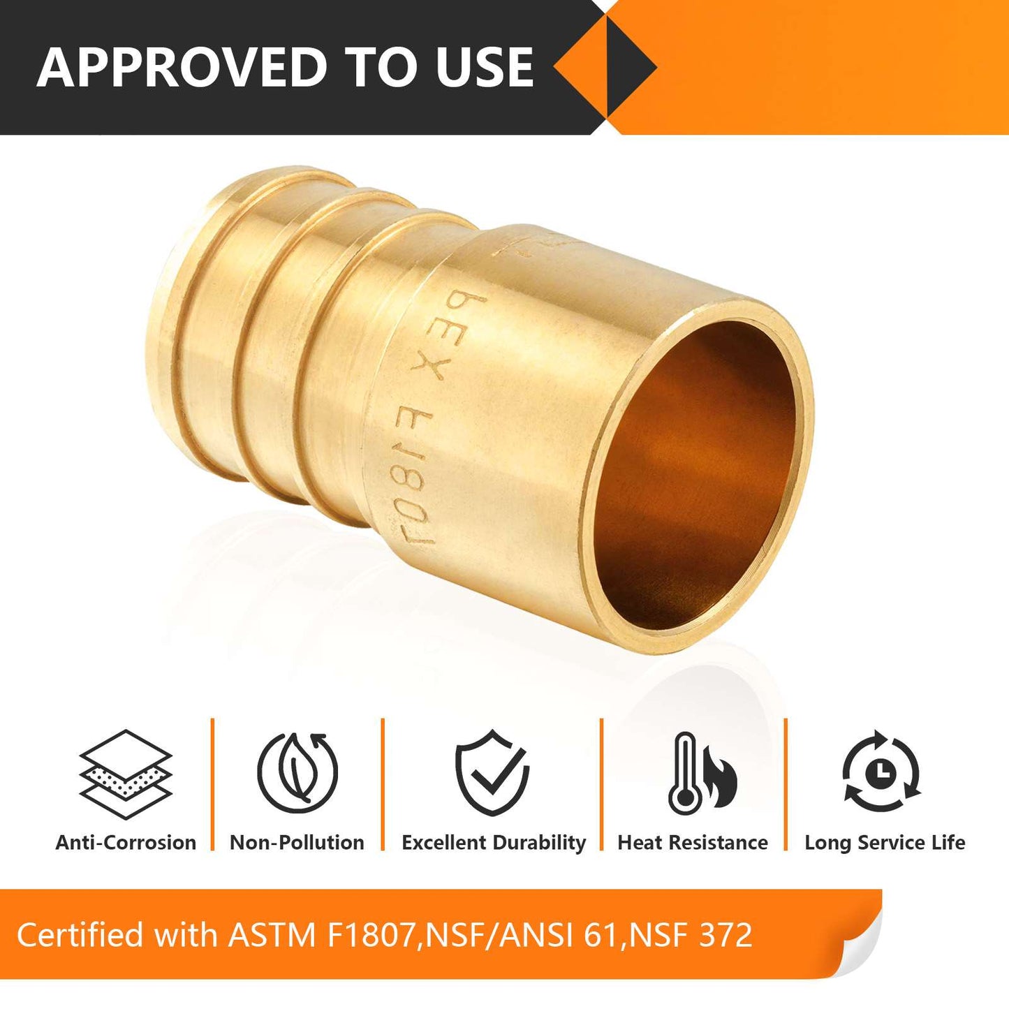 PEX-B Crimp 1" PEX x 3/4" Female Copper Sweat Sweat Coupling (Lead Free)