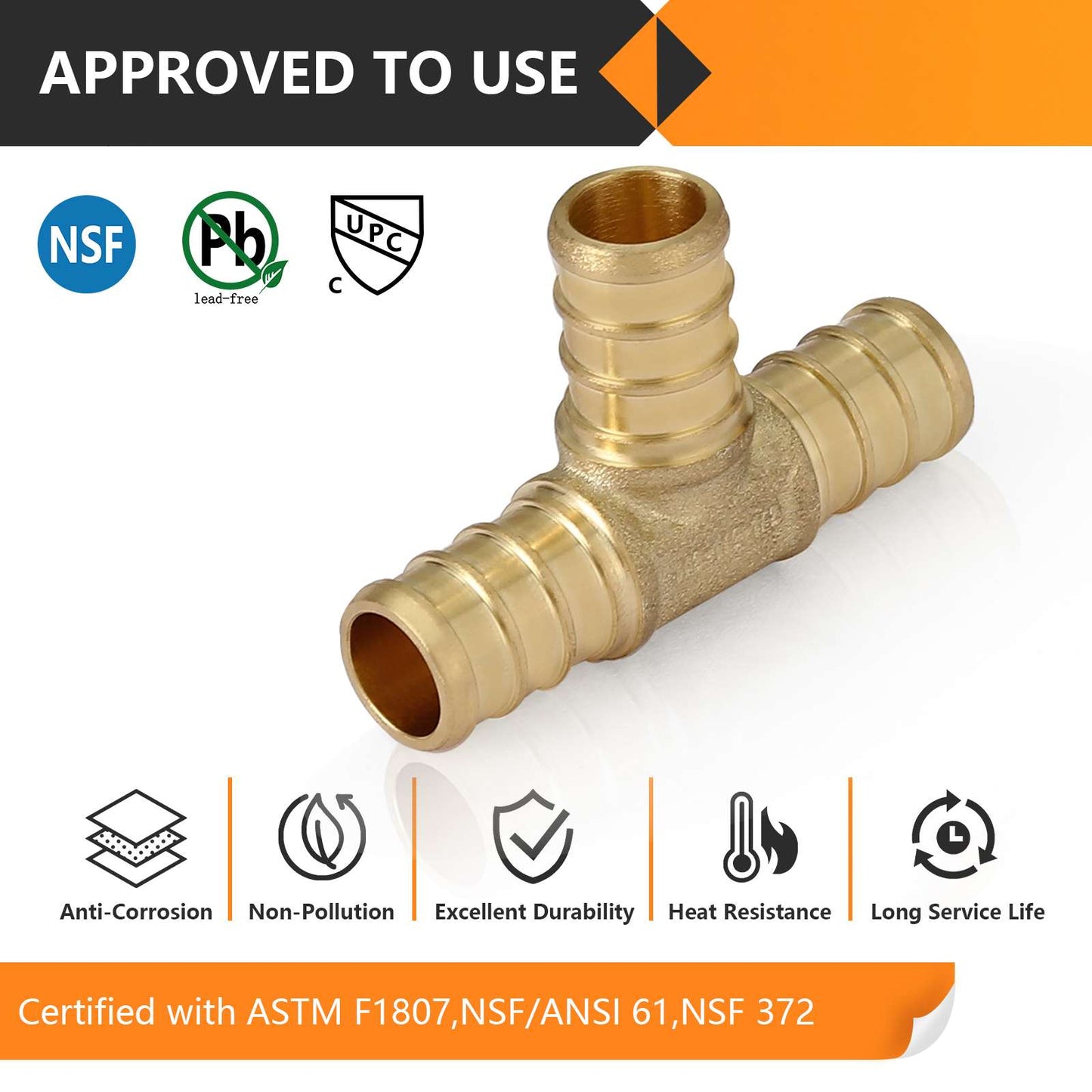 PEX-B Crimp 3/4" PEX x 3/4" PEX x 3/4" PEX Tee (Lead Free)