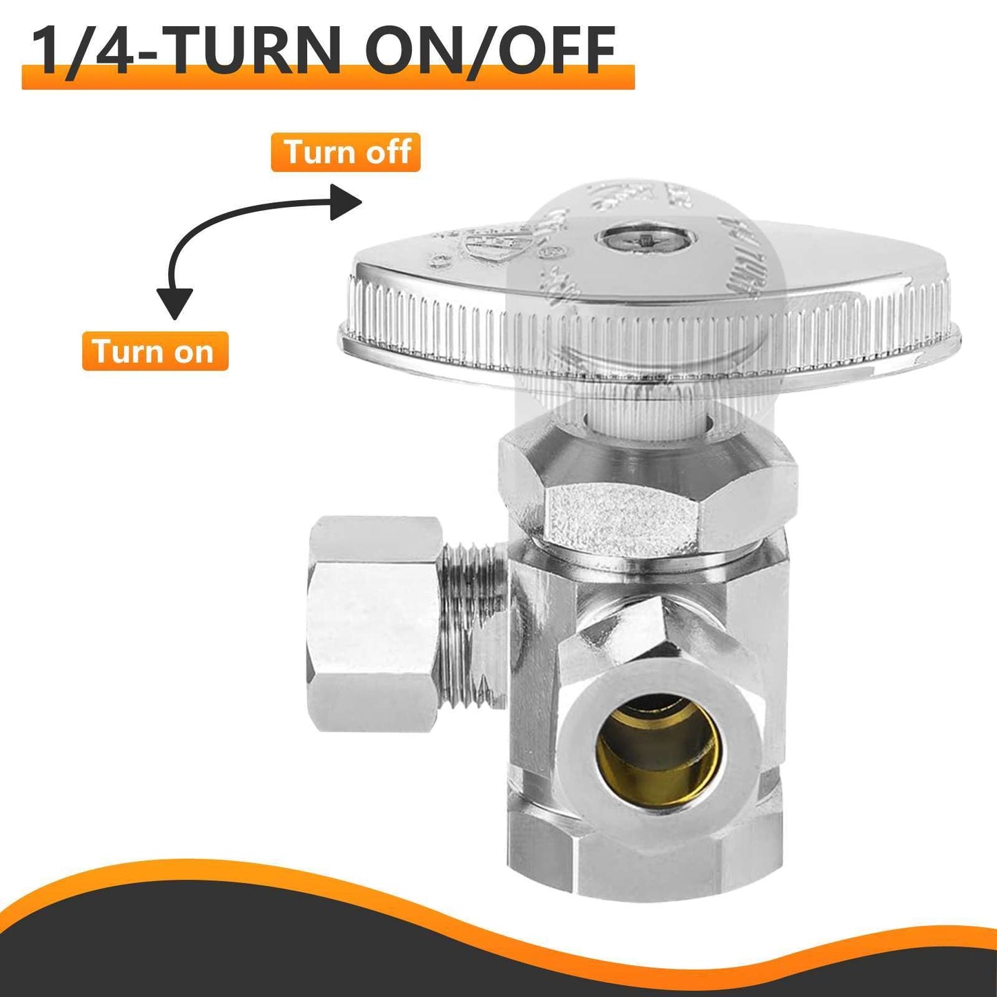 10 Pcs 1/2" FIP x 3/8" OD Compr. x 3/8" OD Compr. Dual Angle Stop Valve, Multi Turn (Lead Free)