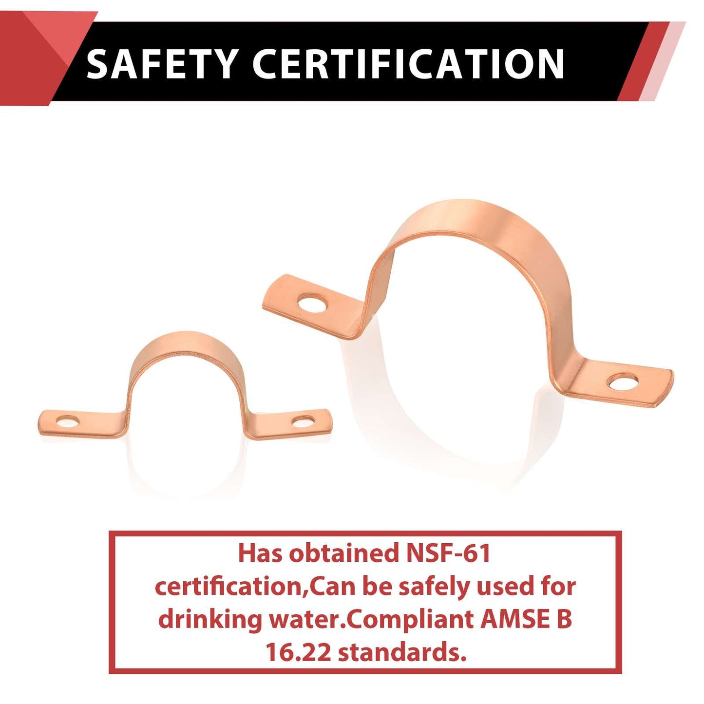 10 Pcs 1-1/4" Copper Pipe Straps, Two Hole at Wholesale Price