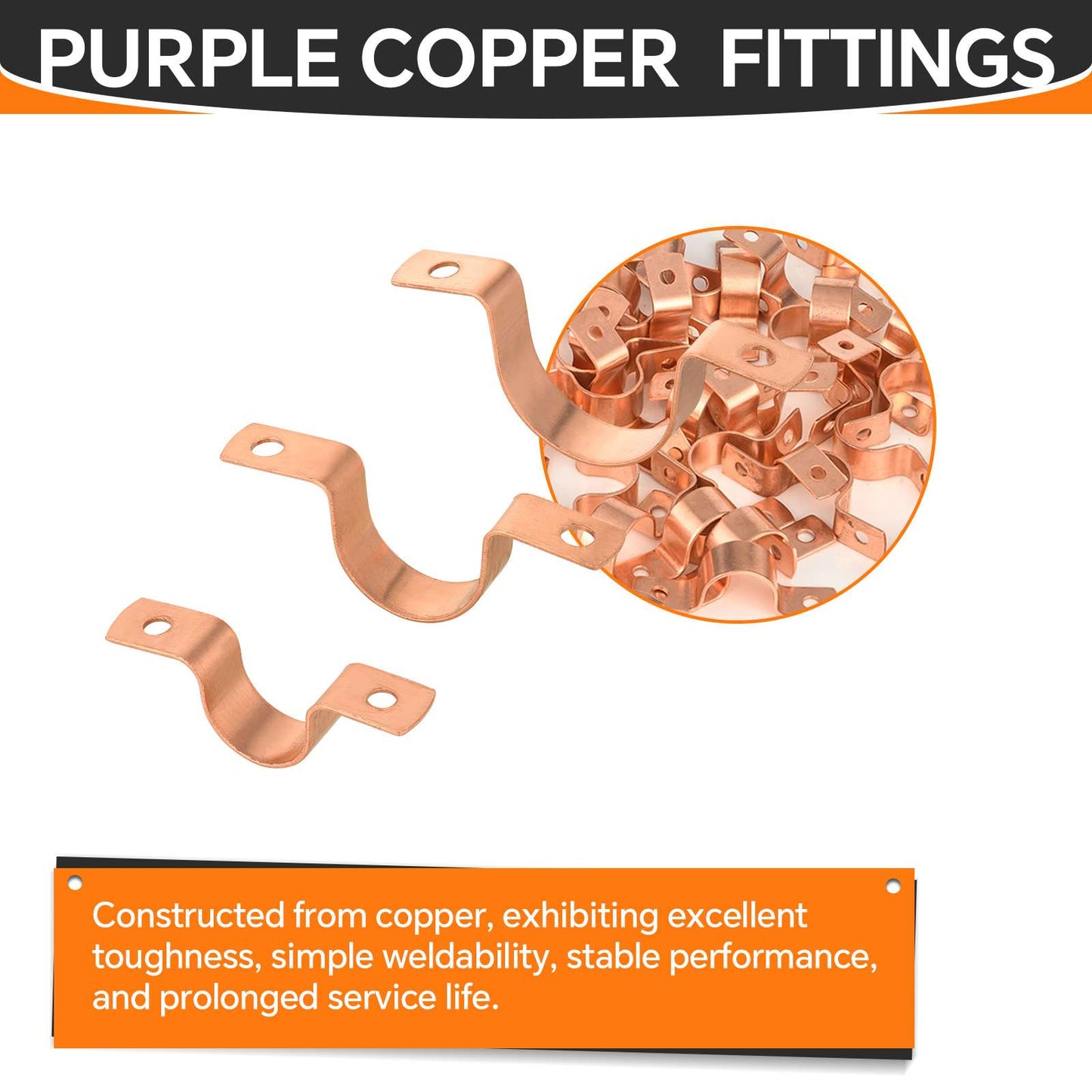 1" Copper Pipe Straps, Two Hole