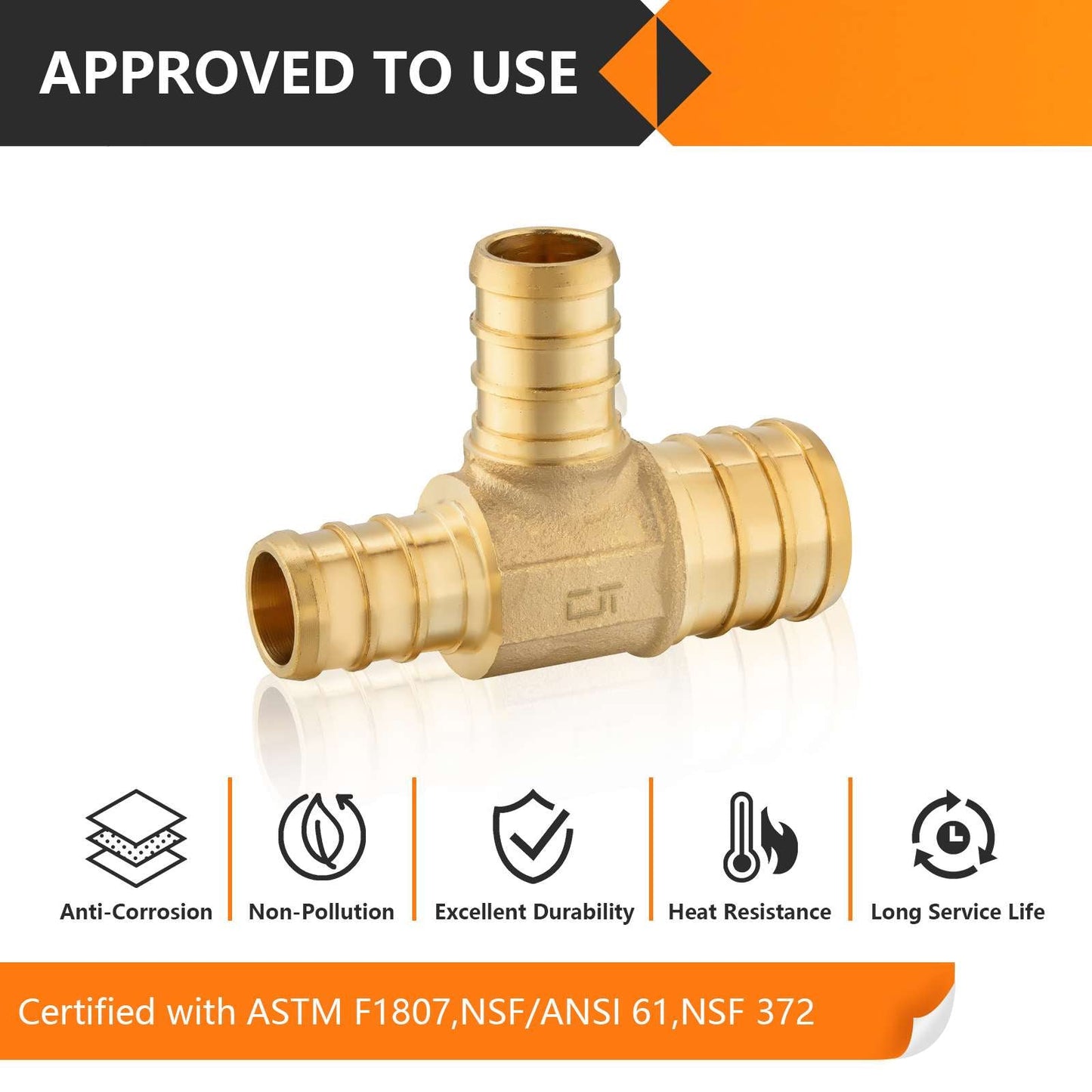 PEX-B Crimp 3/4" x 1/2" x 1/2" PEX Reducing Tee (Lead Free)