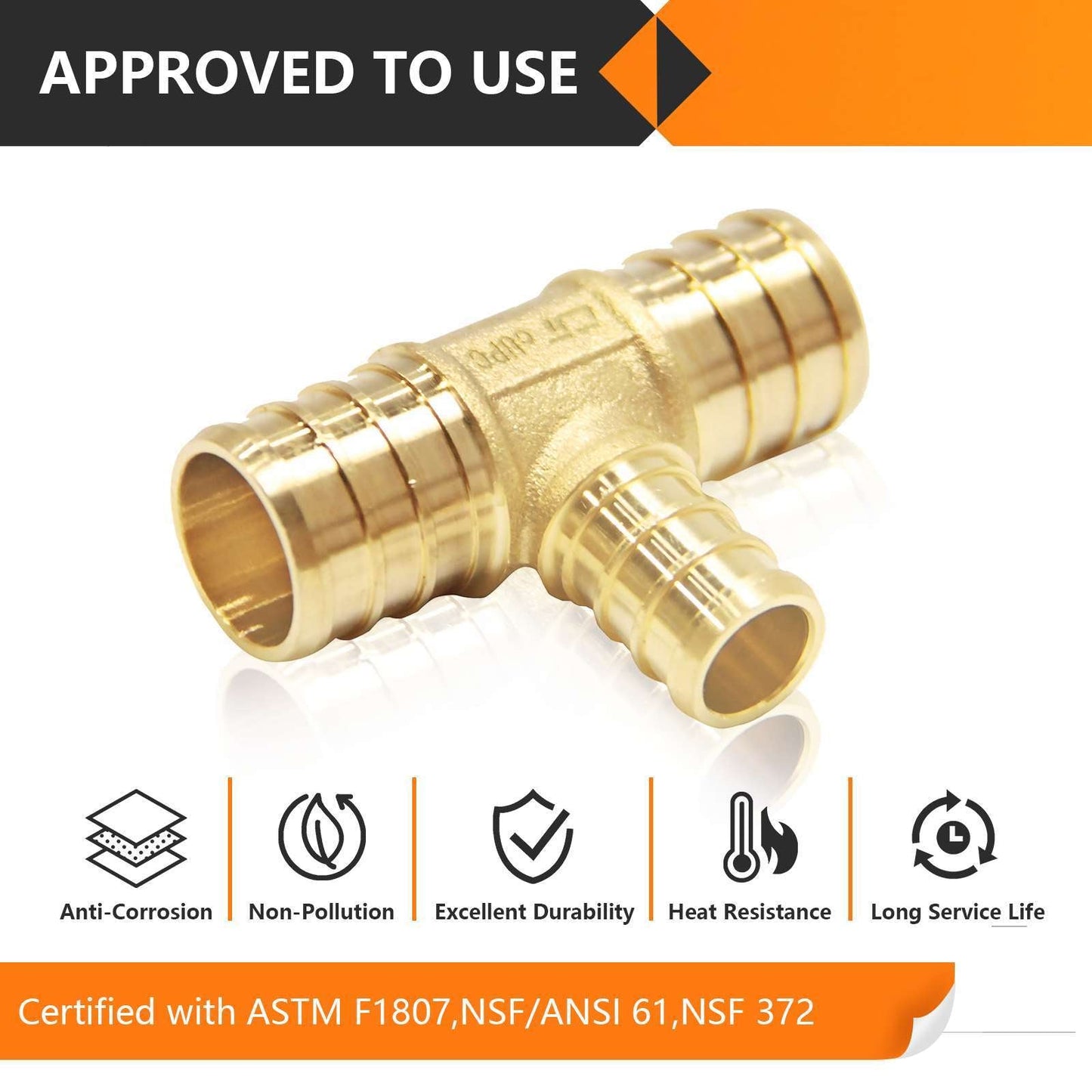 PEX-B Crimp 3/4" PEX x 3/4" PEX x 1/2" PEX Reducing Tee (Lead Free)