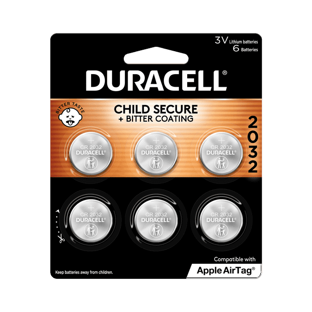 Duracell CR2032 3V Lithium Coin Battery with Child Safety Features, Compatible with Apple AirTag, Key Fob, Car Remote, Glucose Monitor, and other Devices, CR Lithium 3 Volt Cell (6 Count Pack) EasyOptionXY LLC