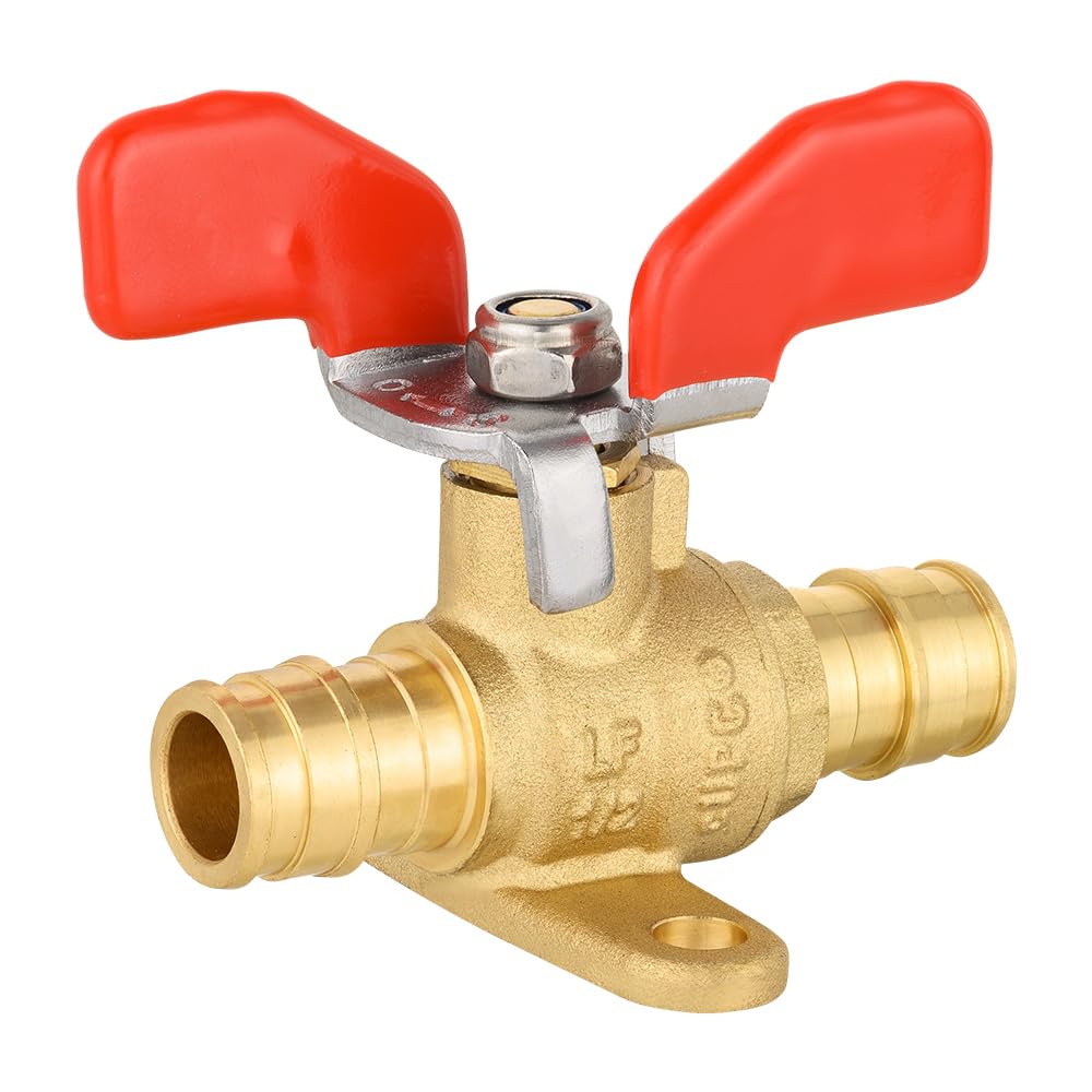 10 Pcs 1/2" PEX-A Expansion Butterfly Valve W/Drop Ear, Red (Lead Free)