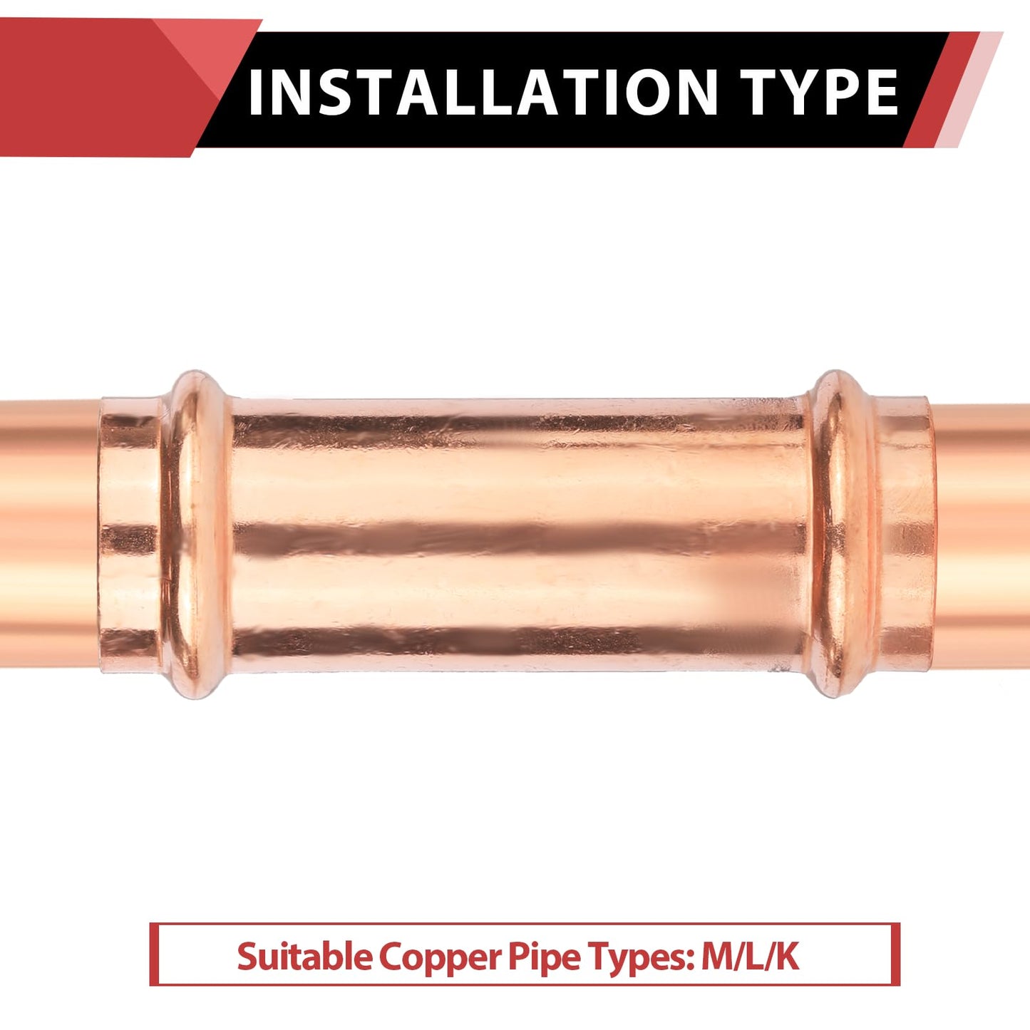 30 Pcs 1/2" Press Copper Extended Coupling (Lead Free)