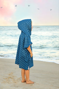 Microfiber blue fish waffle wearable towel Keep the Littles Wild