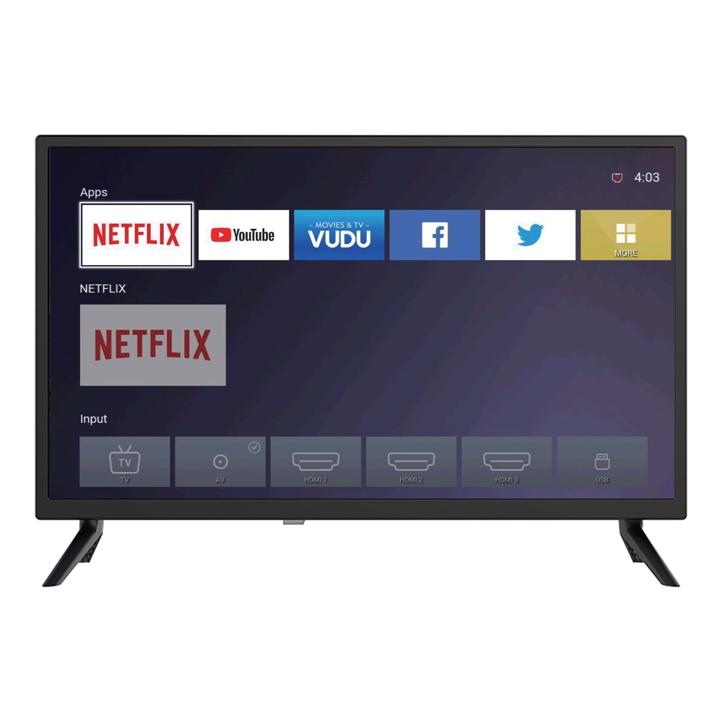 24" Supersonic Smart HDTV DLED HD WiFi with 3 HDMI Inputs and 2 USB Inputs