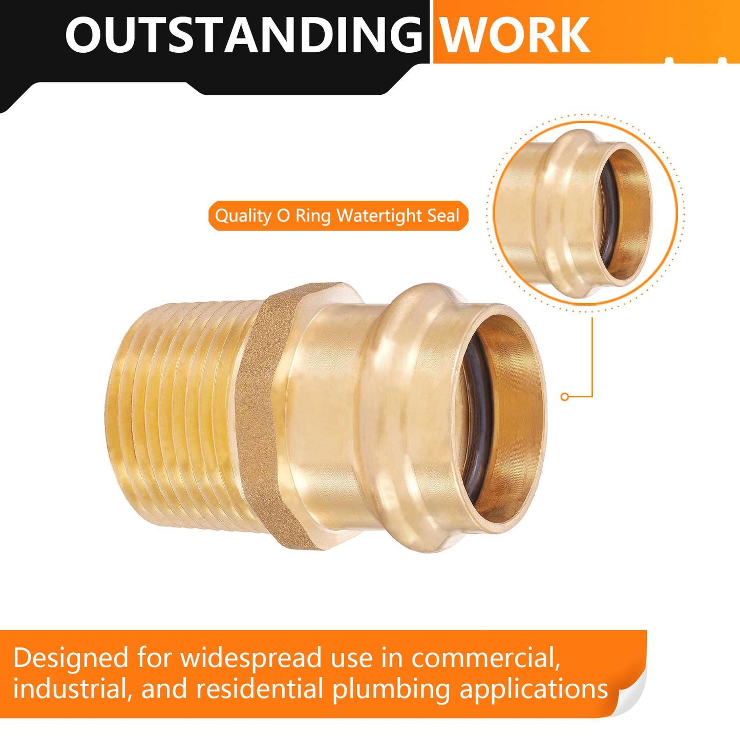 3/4" Press x 3/4" Male Brass Adapter (Lead Free)