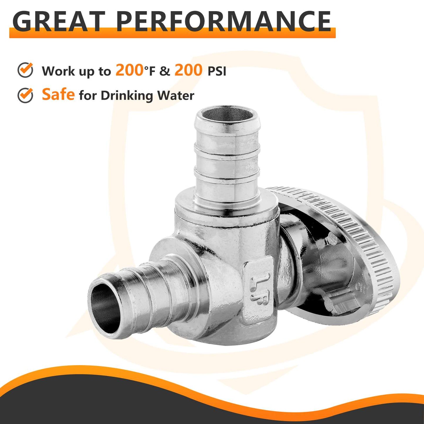 10 Pcs 1/2" PEX Crimp x 1/2" PEX Crimp Angle Stop Valve, 1/4 Turn (Lead Free)