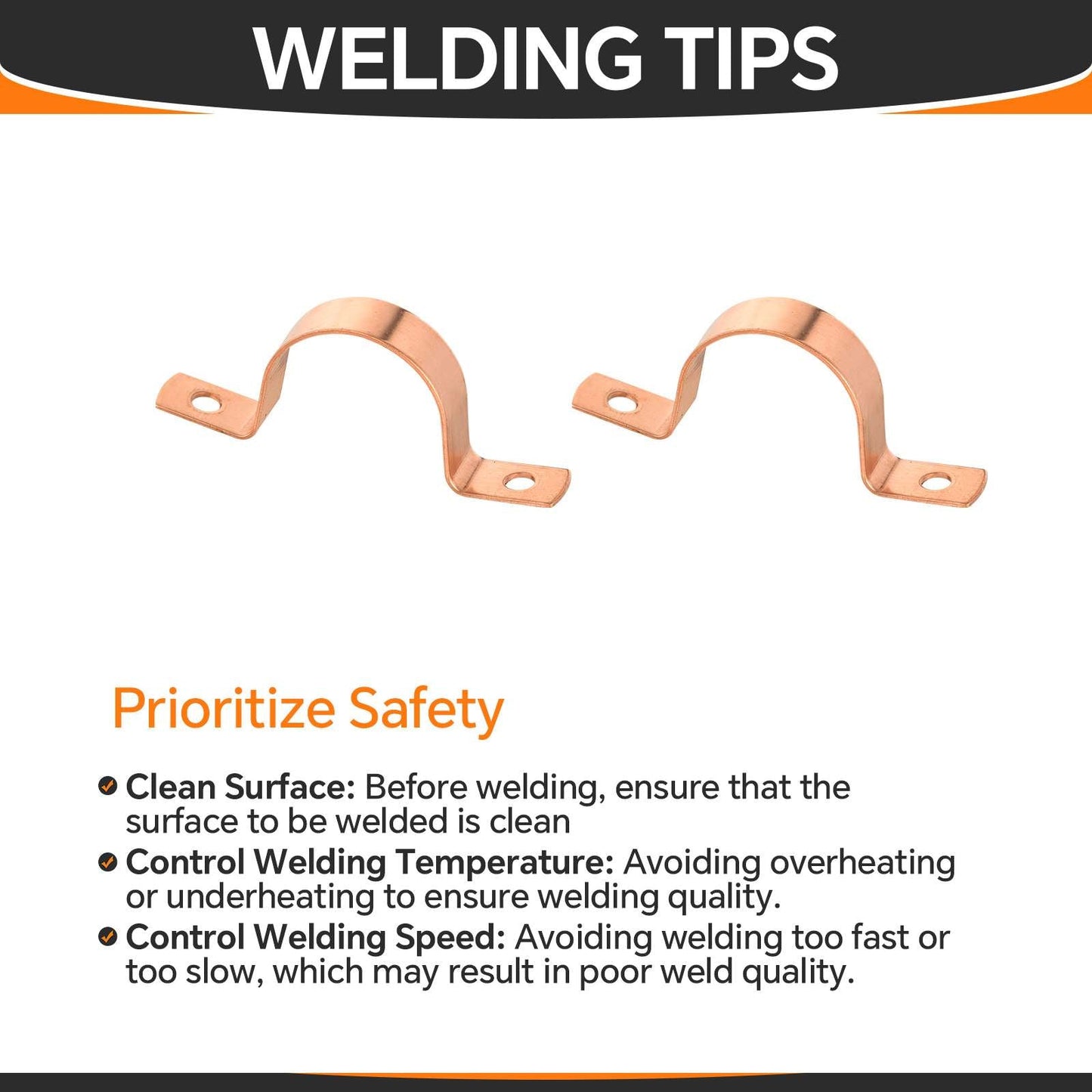 1" Copper Pipe Straps, Two Hole