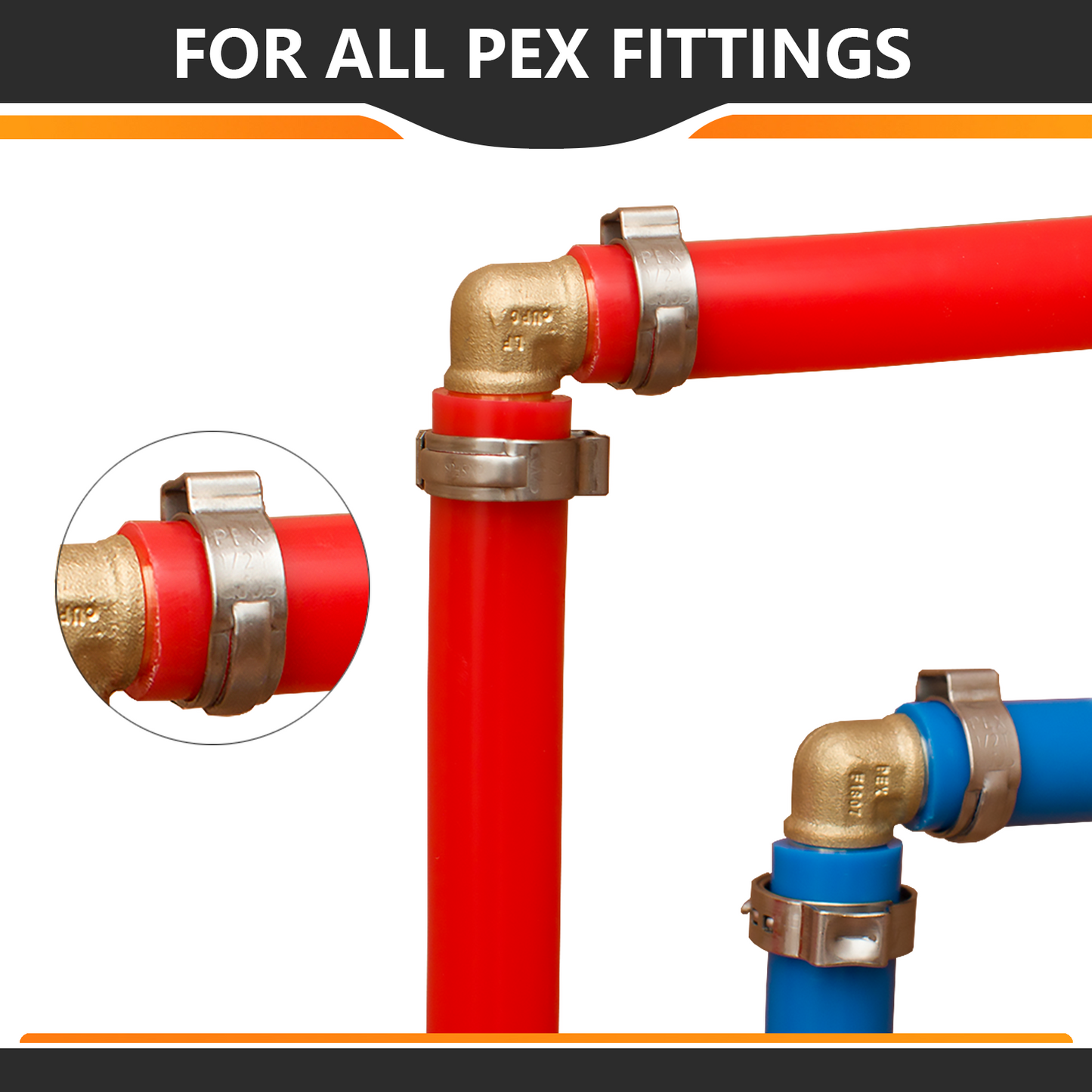 PEX Clamp Rings 3/8" (100) In Bottle
