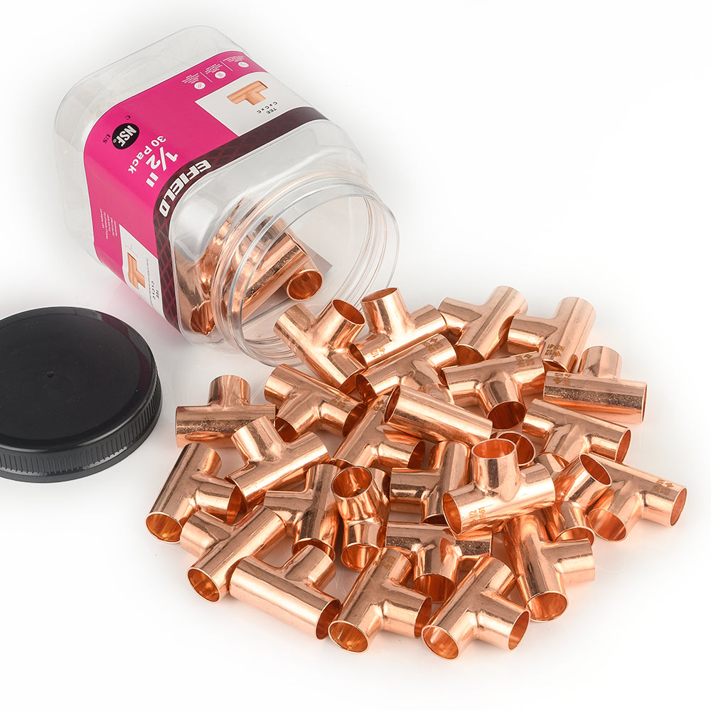 Pro 30 Pack 1/2" x 1/2" x 1/2" Copper Tee