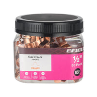 Pro 50 Pack 1/2" Copper Pipe Straps, Two Hole Plumbingsell