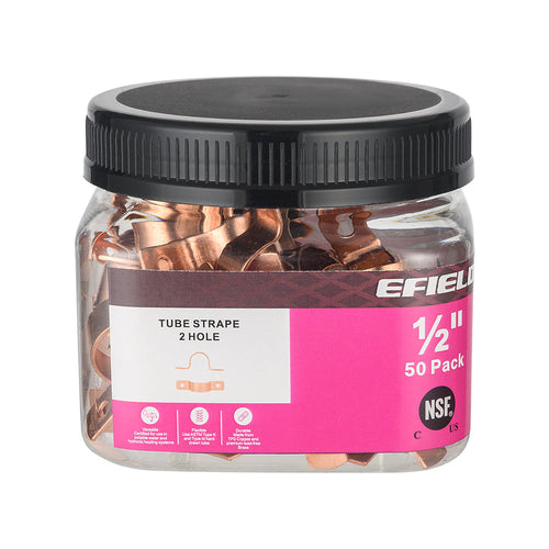 Pro 50 Pack 1/2" Copper Pipe Straps, Two Hole Plumbingsell